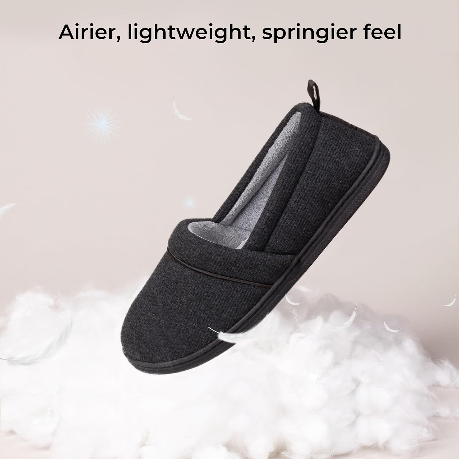Detalle de EverFoams Women’s Memory Foam Comfort Knit House Shoes with Anti-Skid Rubber Sole