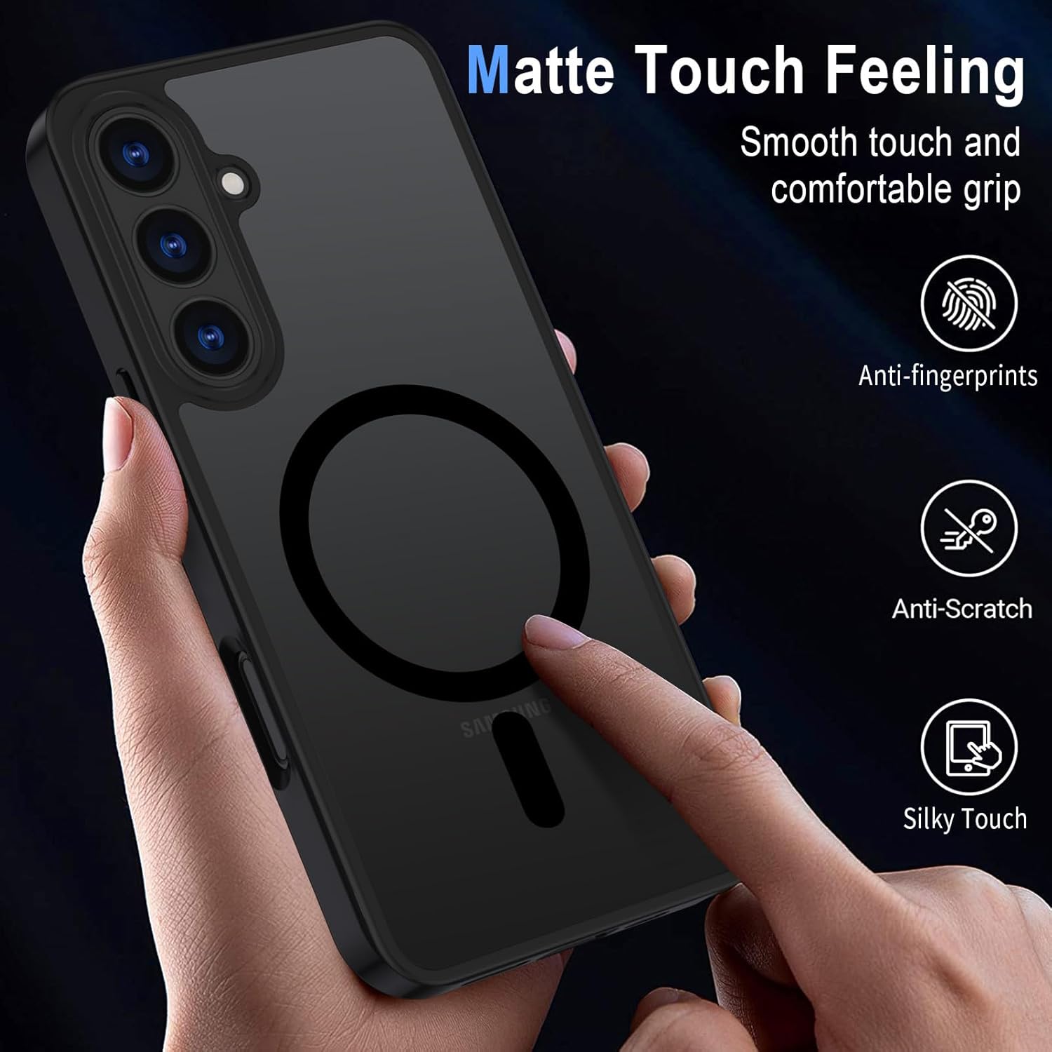 Thumbnail 3 de XTCASE Coque magnétique pour Galaxy S25 FE 5G — Étui translucide noir en PC/ TPU, protection antichoc et anti-rayures