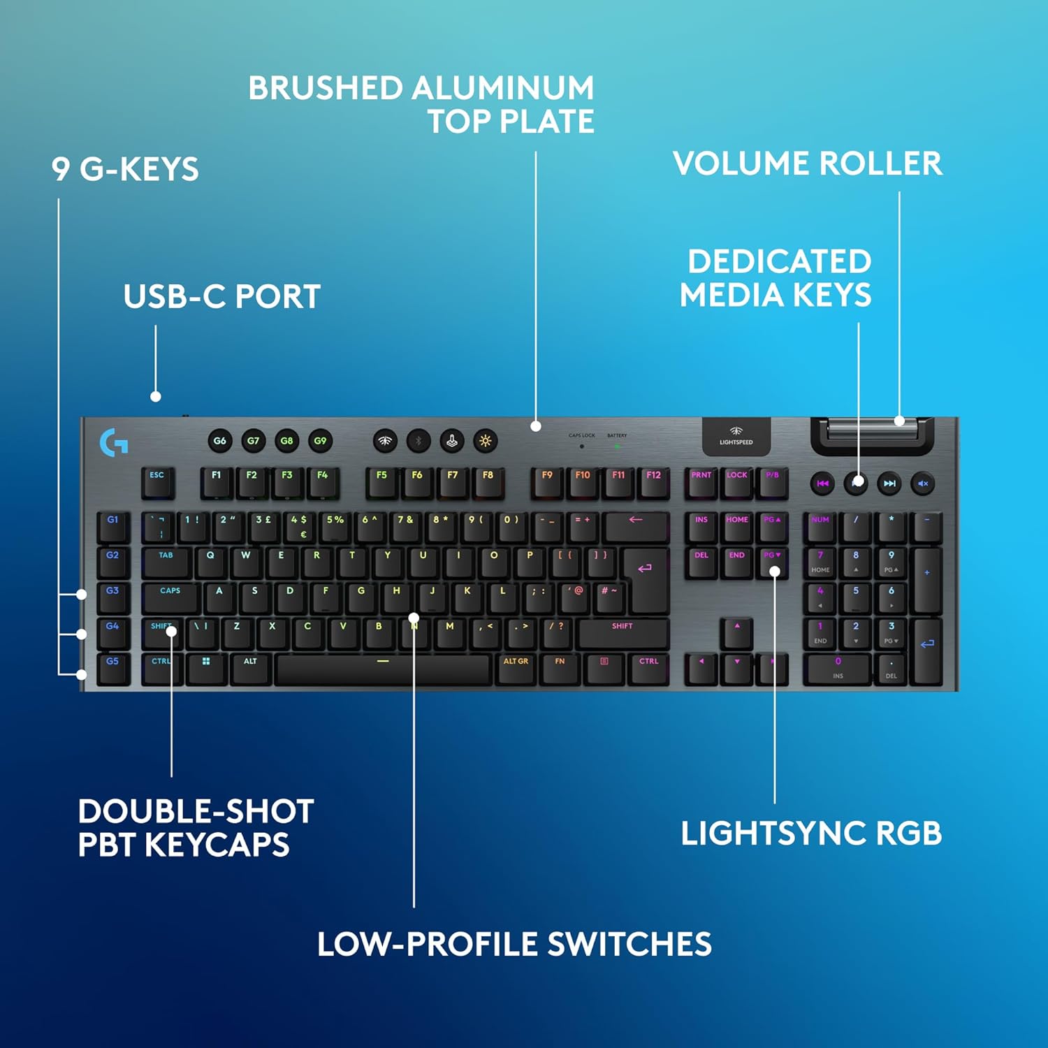 Thumbnail 5 de Logitech G915 X LIGHTSPEED Low-Profile Wireless Gaming Keyboard (UK) with GL Brown Switches