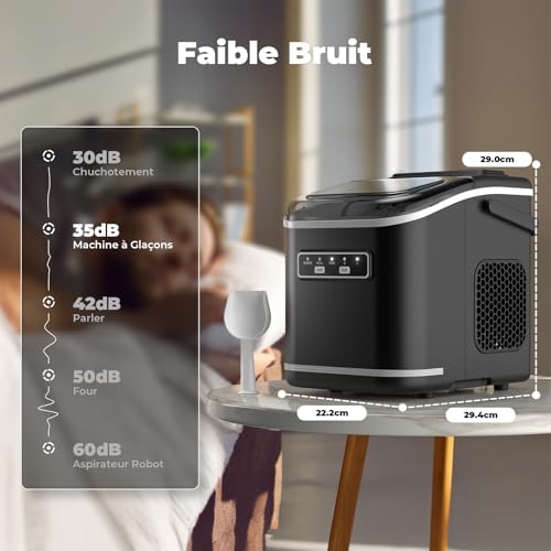 Thumbnail 5 de Acmeenjoy Machine à Glaçons – 9 glaçons en 6–8 min, 12 kg/jour, autonettoyante