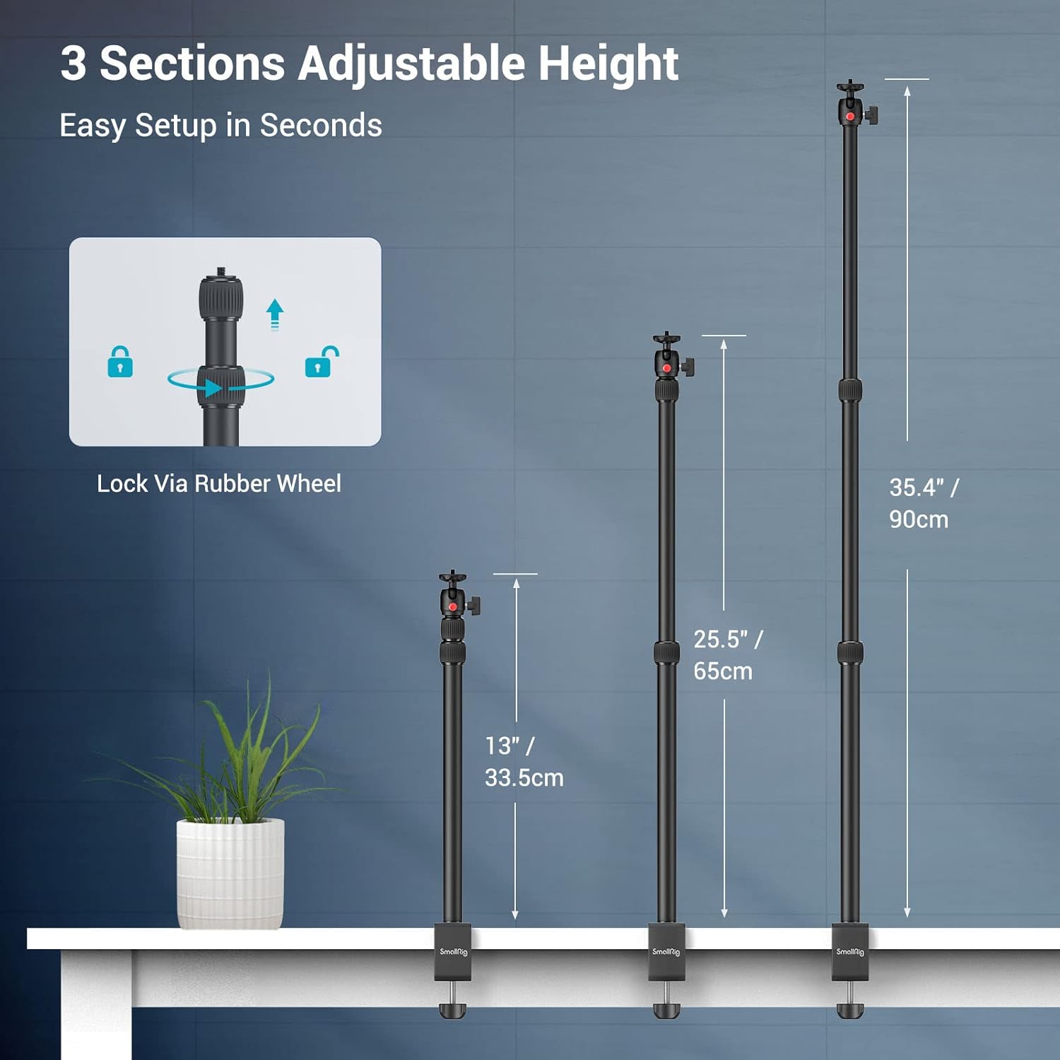 Thumbnail 2 de SmallRig 3488 Camera Desk Mount with 1/4" Ball Head and Adjustable Tablet C-Clamp