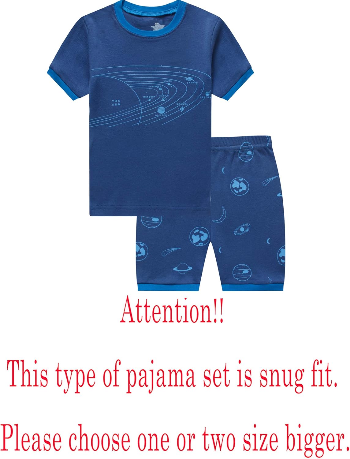 Thumbnail 1 de Family Feeling Boys Summer Pajamas Set (100% Cotton) — Short Sleeve Tee & Matching Shorts