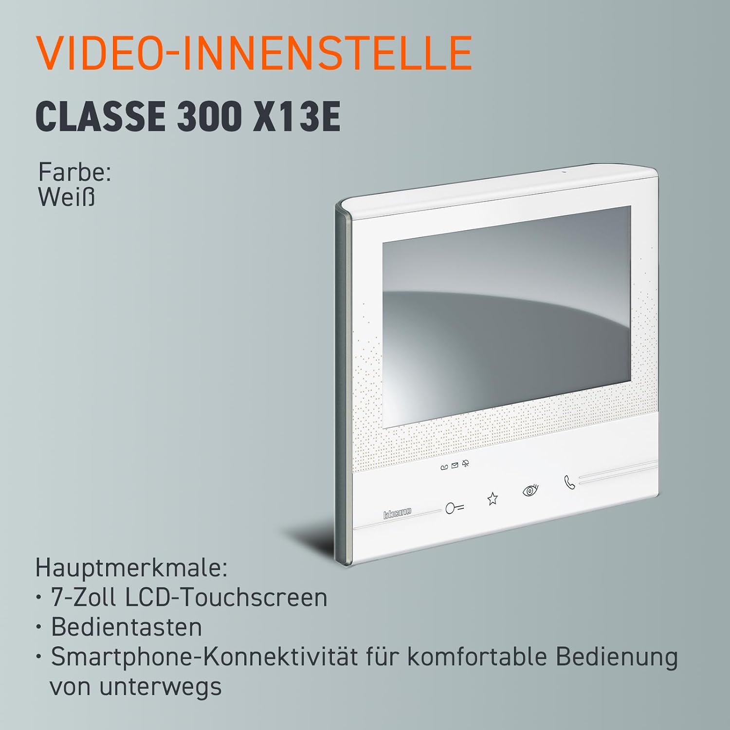 Detalle 2 de BTICINO Classe300 X13E Video-Innenstelle mit 7''-Touchscreen, Weiß – Erweiterung für Flex One Set