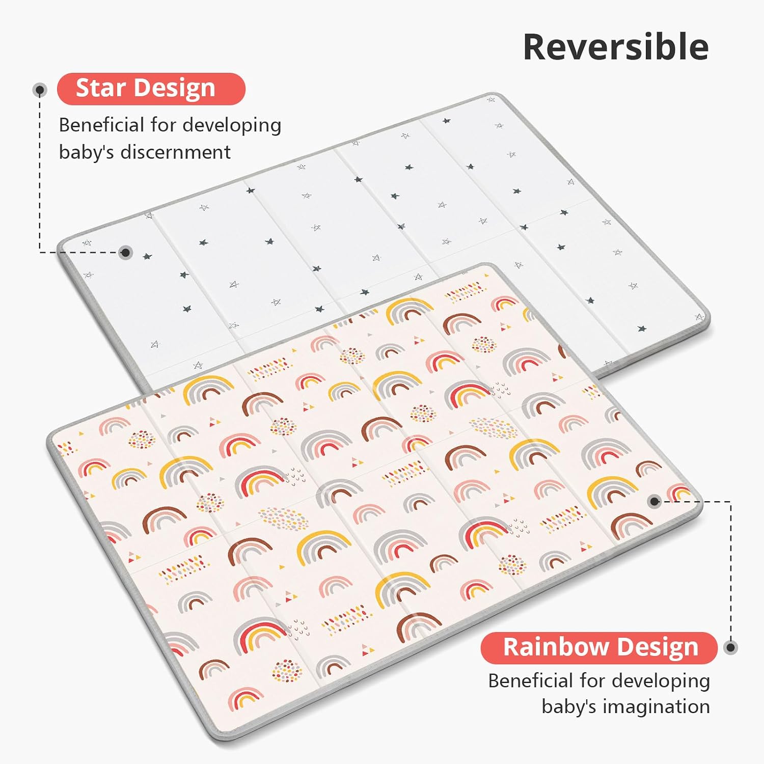 Detalle 2 de PIGLOG Extra-Large Baby Play Mat, 79" x 71", Reversible XPE Foam