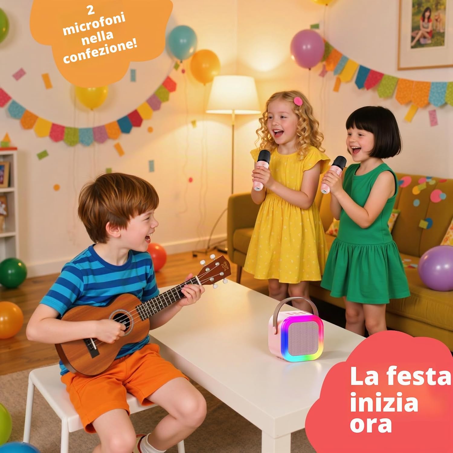 Detalle 2 de Fede Karaoke per Bambini microfono Bluetooth 2 pezzi 🎤