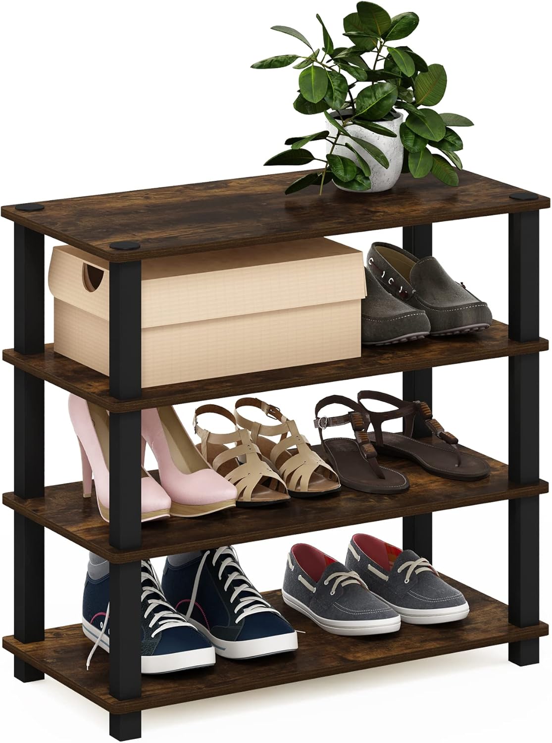 Thumbnail 6 de Furinno Scarpiere Dark Cherry and Black, 4-Tier Singolo