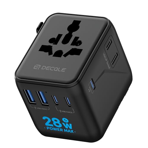 Detalle de decqle Pro Adattatore Universale da Viaggio: 4 spine intercambiabili e 3 USB-C/2 USB-A