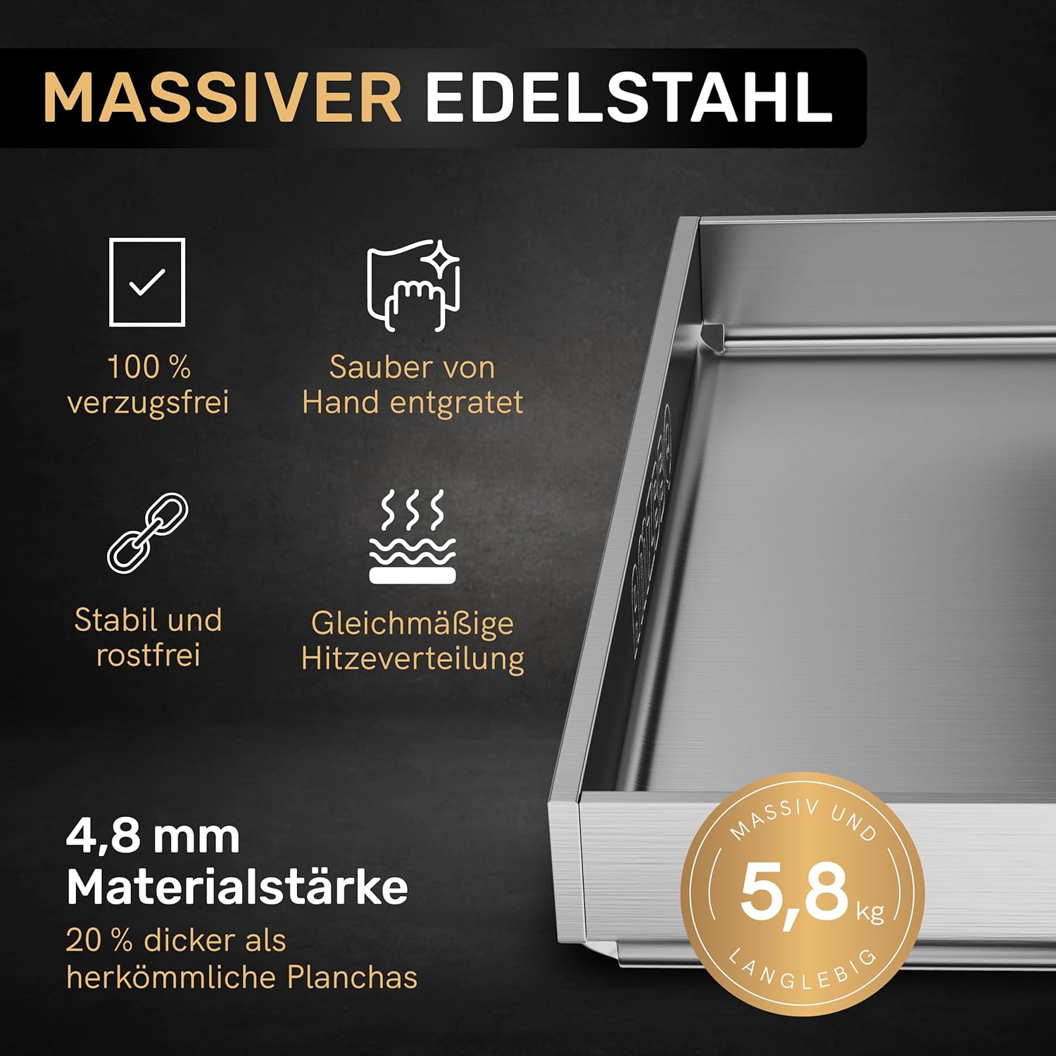 Detalle de AMZBBQ Plancha Grillplatte 40 x 30 cm
