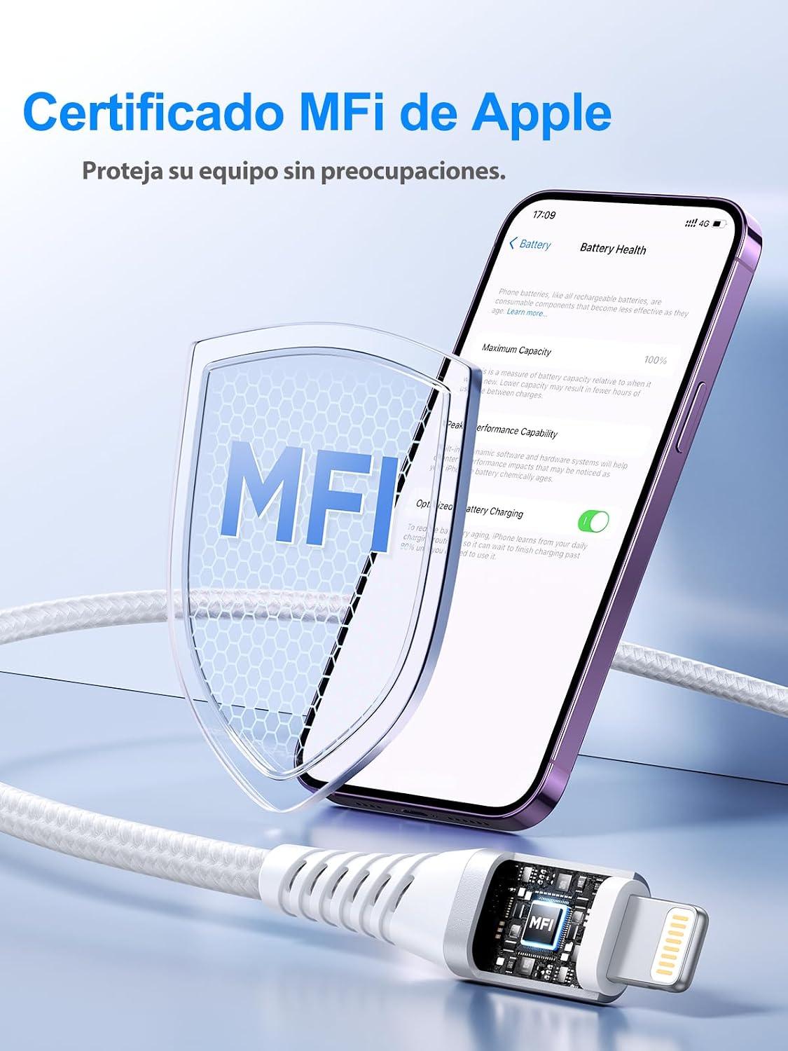 Detalle 2 de Aioneus Cable iPhone 1m 2Pack Carga Rápida MFi