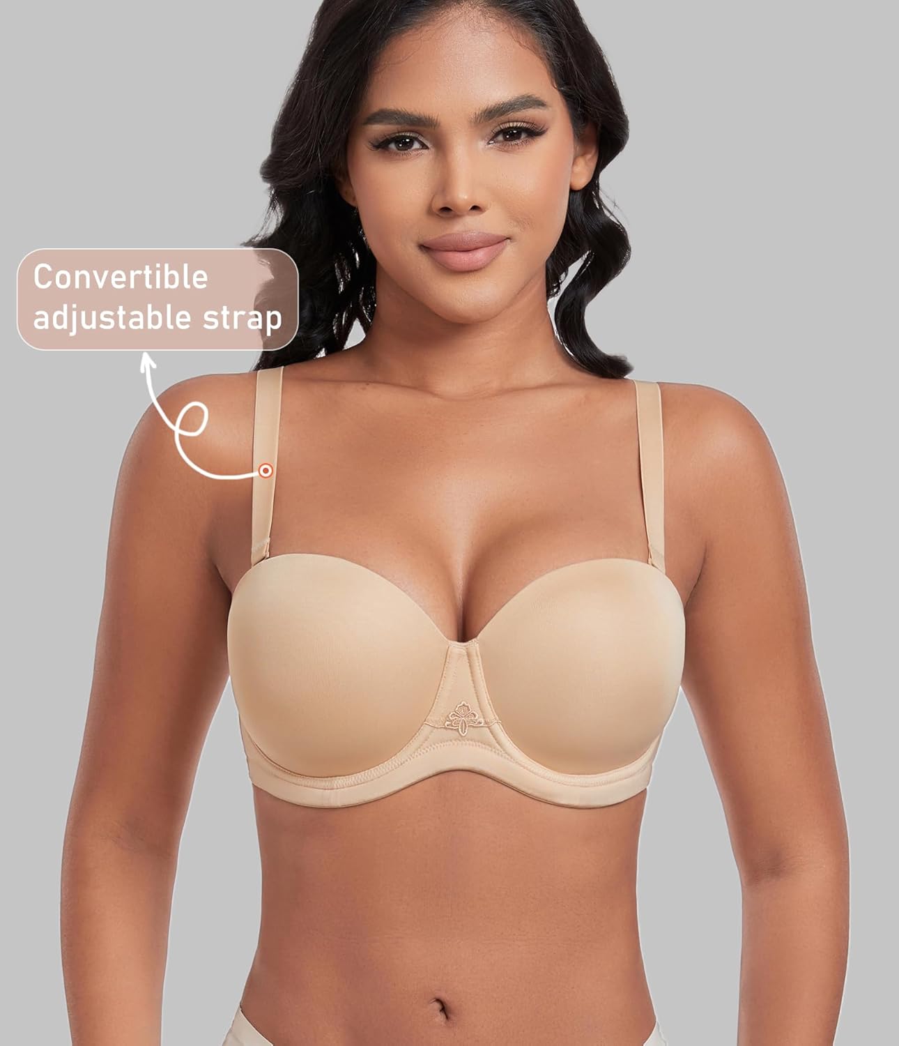 Detalle de DotVol Women's Multiway Strapless Bra Plus Size Full Figure Underwire Contour