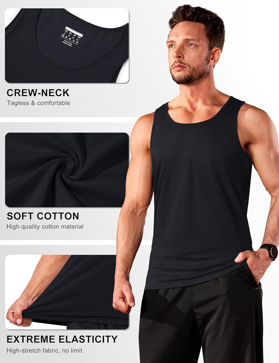 Thumbnail 4 de TACVASEN Men’s Cotton Moisture Wicking Tank Top (Muscle Shirt)