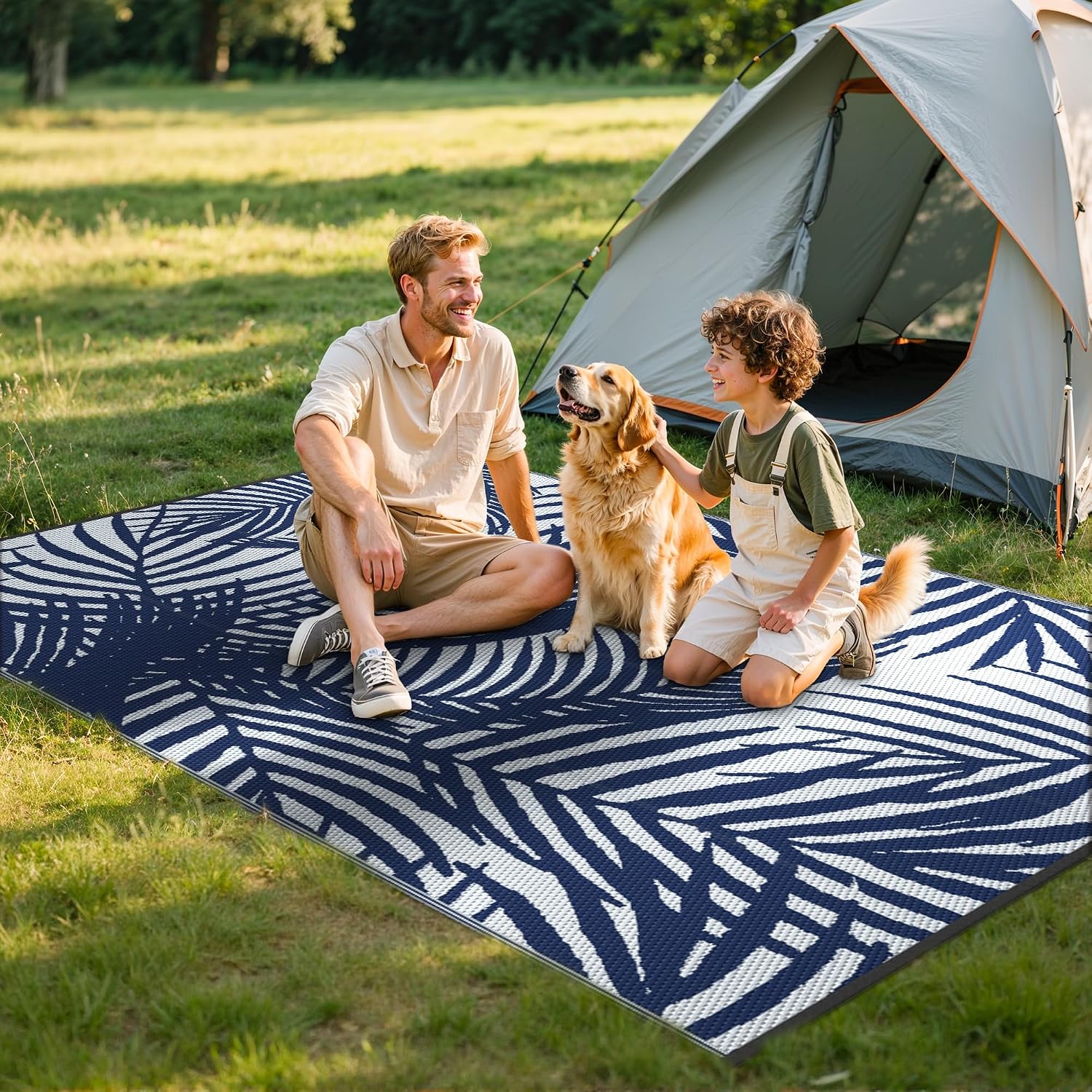 Thumbnail 1 de GENIMO Outdoor Rug 180X270CM – Large Botanical Leaf Waterproof Reversible Garden Rug