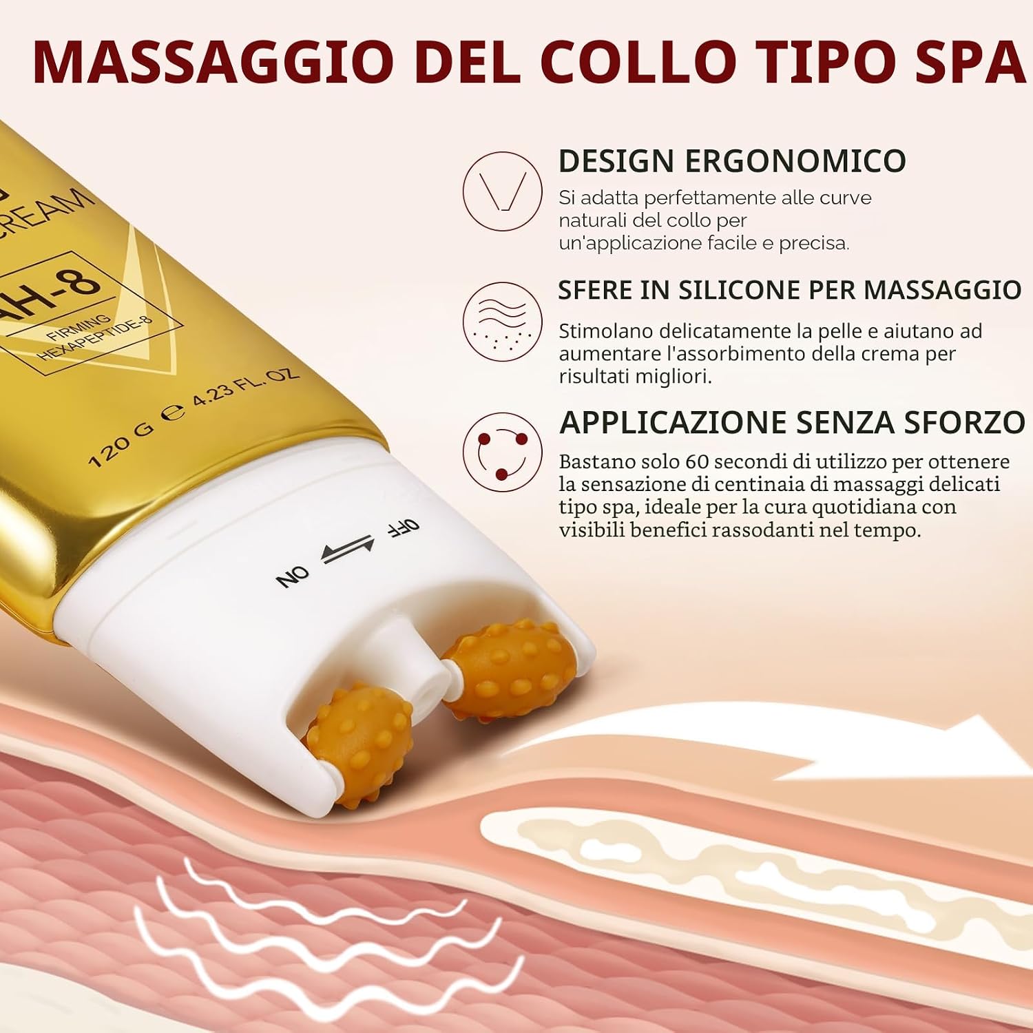 Detalle de Ah-8: Crema per il Collo con Massaggiatore a Rullo per rassodare e nutrire