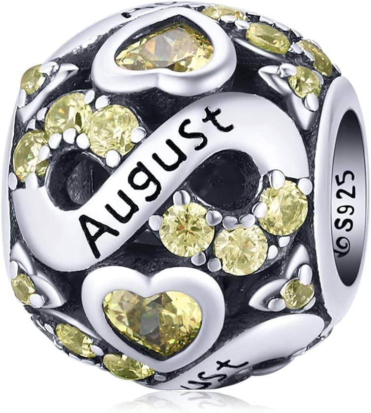 Detalle de ShiYu 925 Sterling Silber Geburtsstein Charms Anhänger (August) für Pandora-Style Charm-Armband