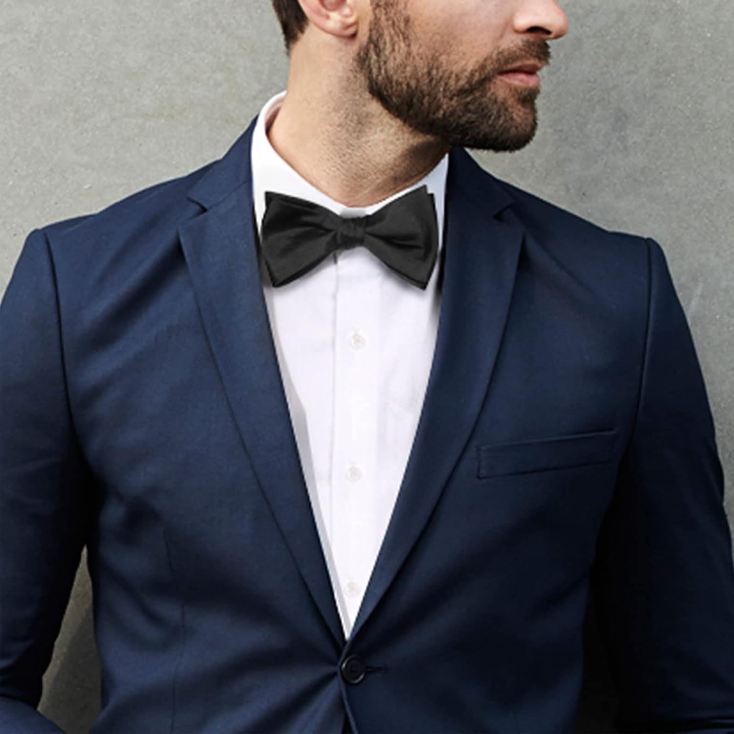 Detalle de Archic Black Self Tie Bow Ties for Men – Solid Plain Tuxedo, Wedding & Formal Wear