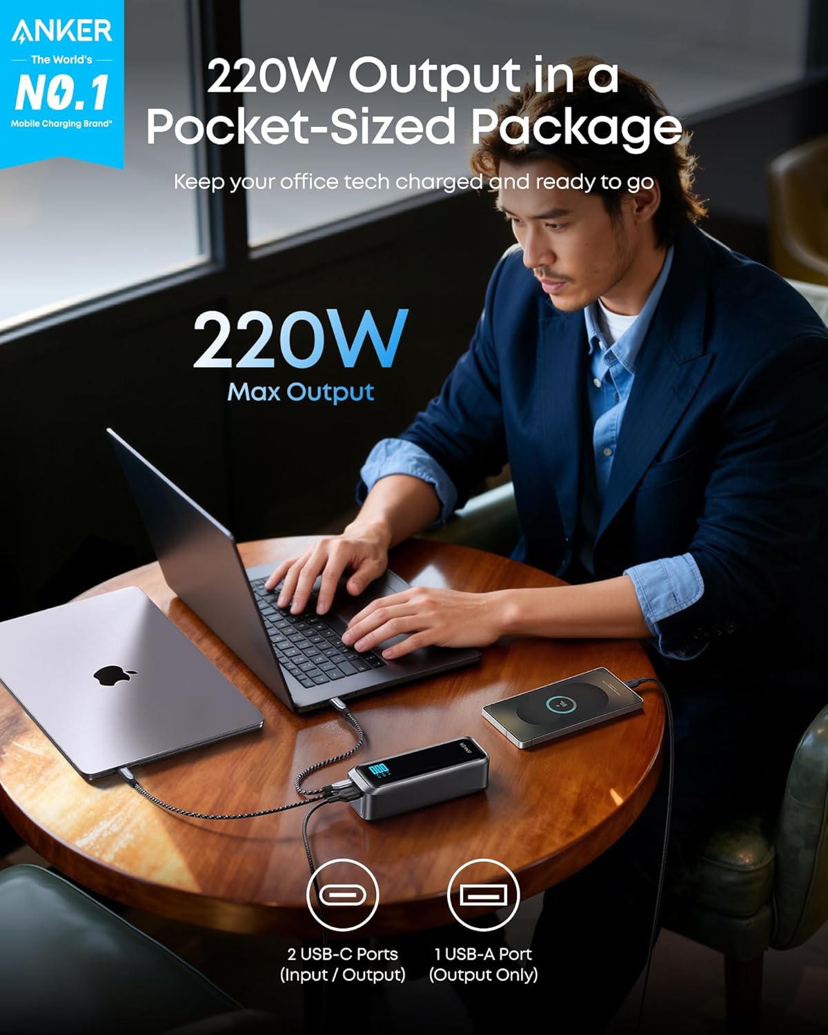 Thumbnail 1 de Anker Prime Power Bank (20,100mAh) – 220W, 3-Port Portable Charger