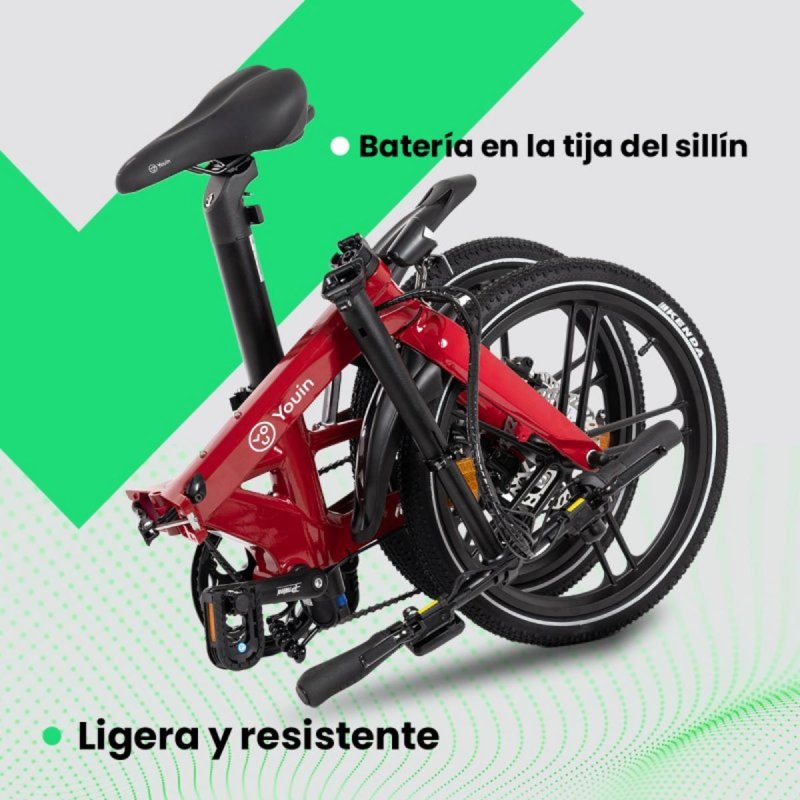 Detalle 2 de YOUIN Marbella BK1350 250W: bicicleta eléctrica plegable, 20" y 40 km de autonomía