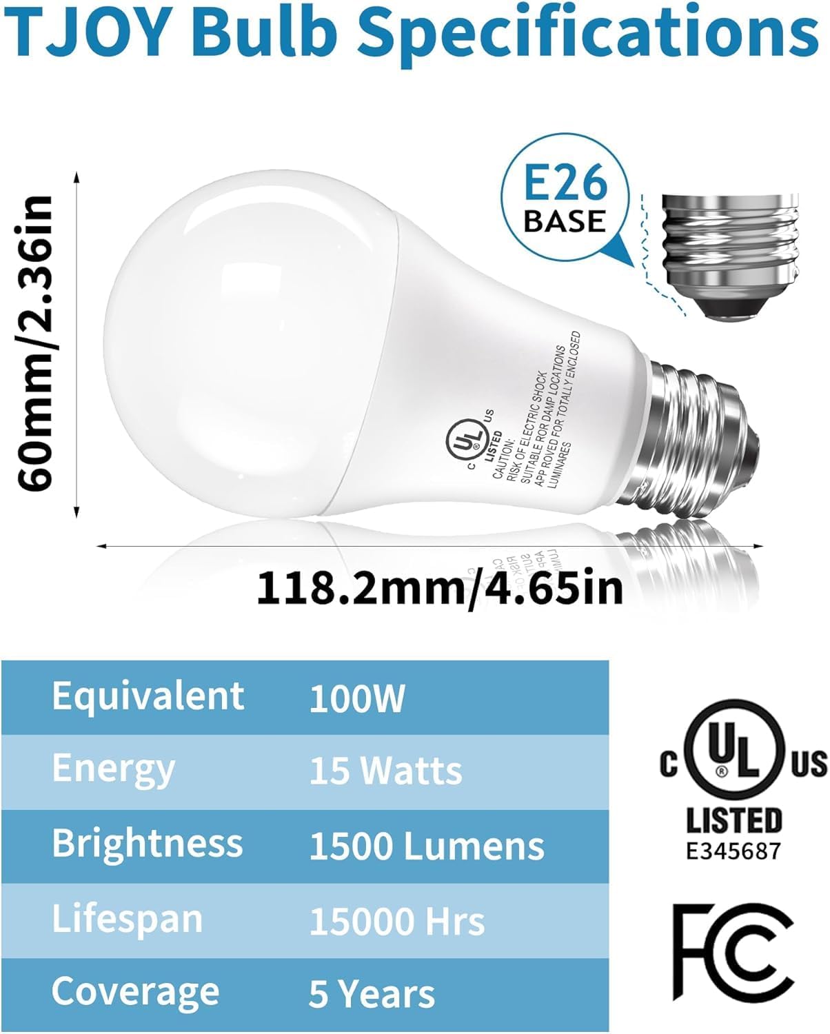 Detalle 2 de TJOY LED Light Bulbs, 12-Pack