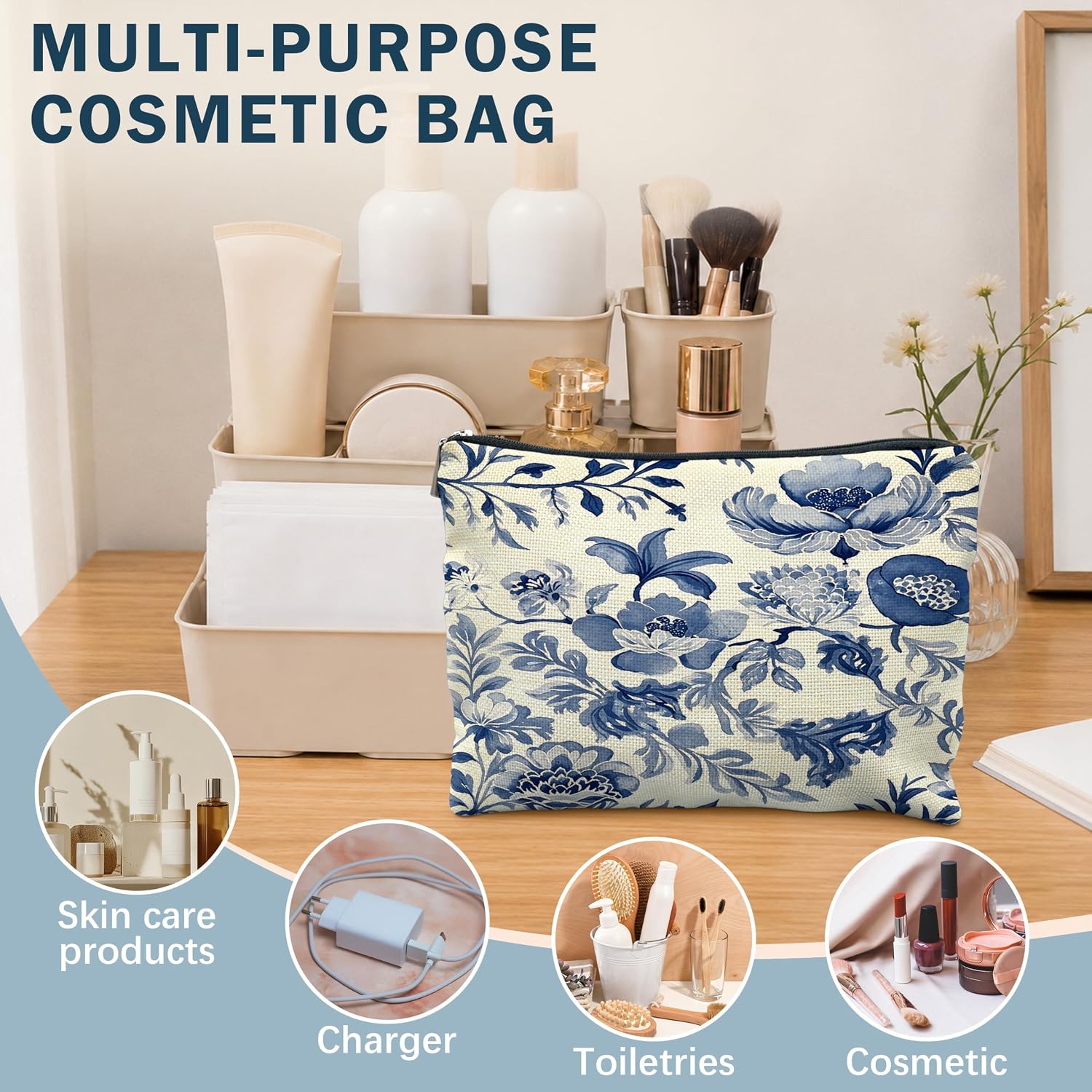 Detalle 1 de Linen-Style Makeup Bag