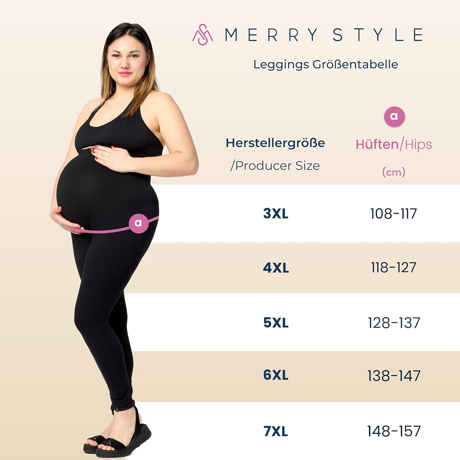 Detalle 2 de Merry Style Legging de grossesse long en coton (grandes tailles) MS10-463