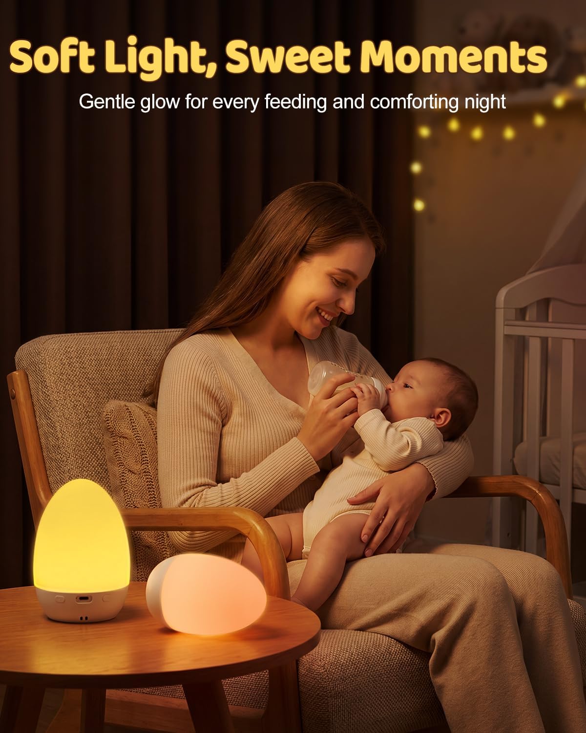 Thumbnail 3 de Egg Light Baby Night Light: 2600mAh Rechargeable Bedside Lamp with 3 Colour Temperatures and 12 RGB Colours