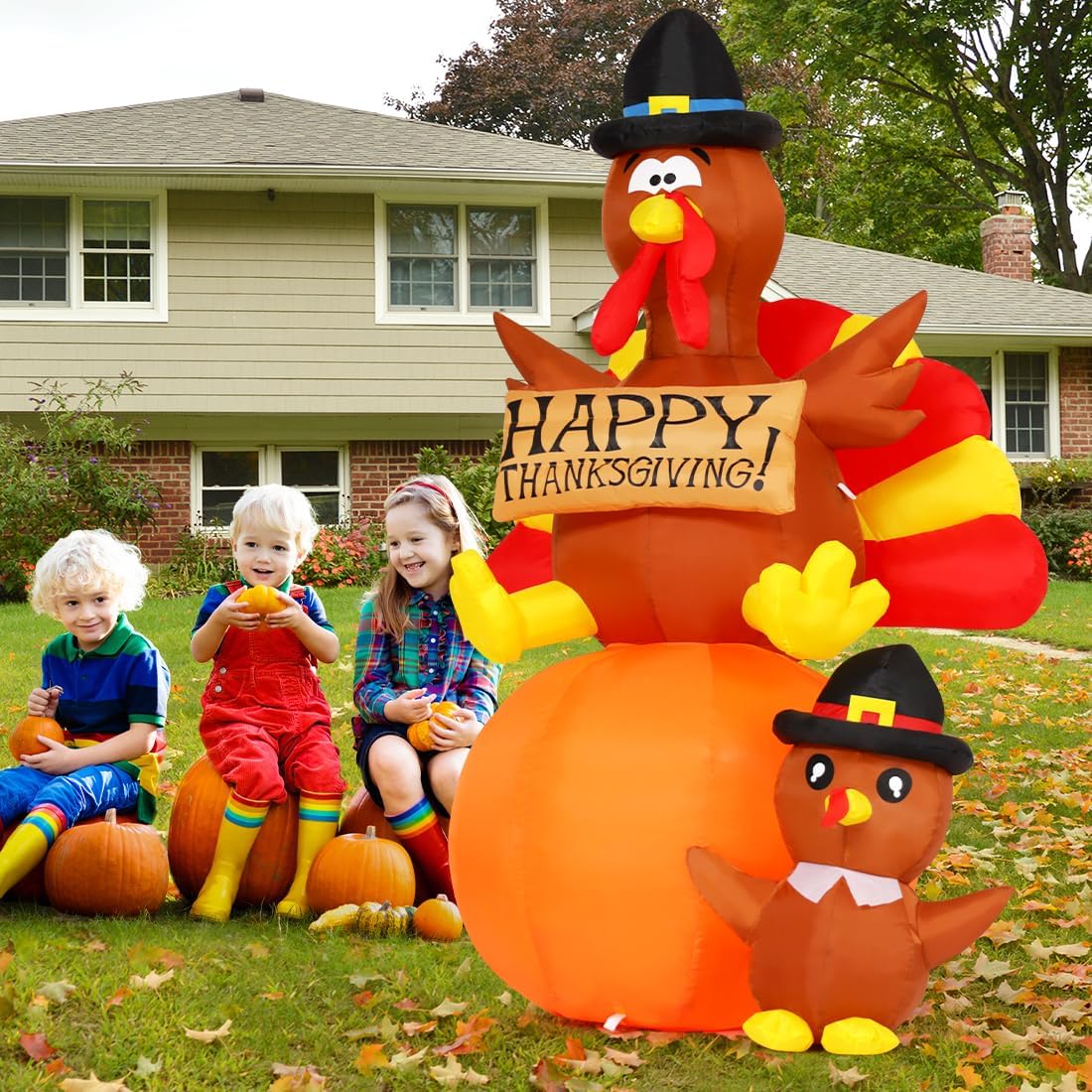 Detalle 2 de GOOSH 6-Foot Thanksgiving Inflatable Turkey with Built-In LEDs