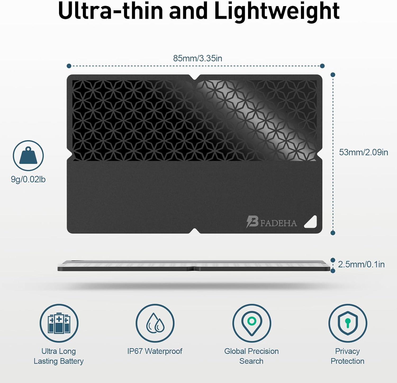 Detalle 1 de BFADEHA UCN3735 Wallet Tracker Card for Apple Find My, Bluetooth, IP69