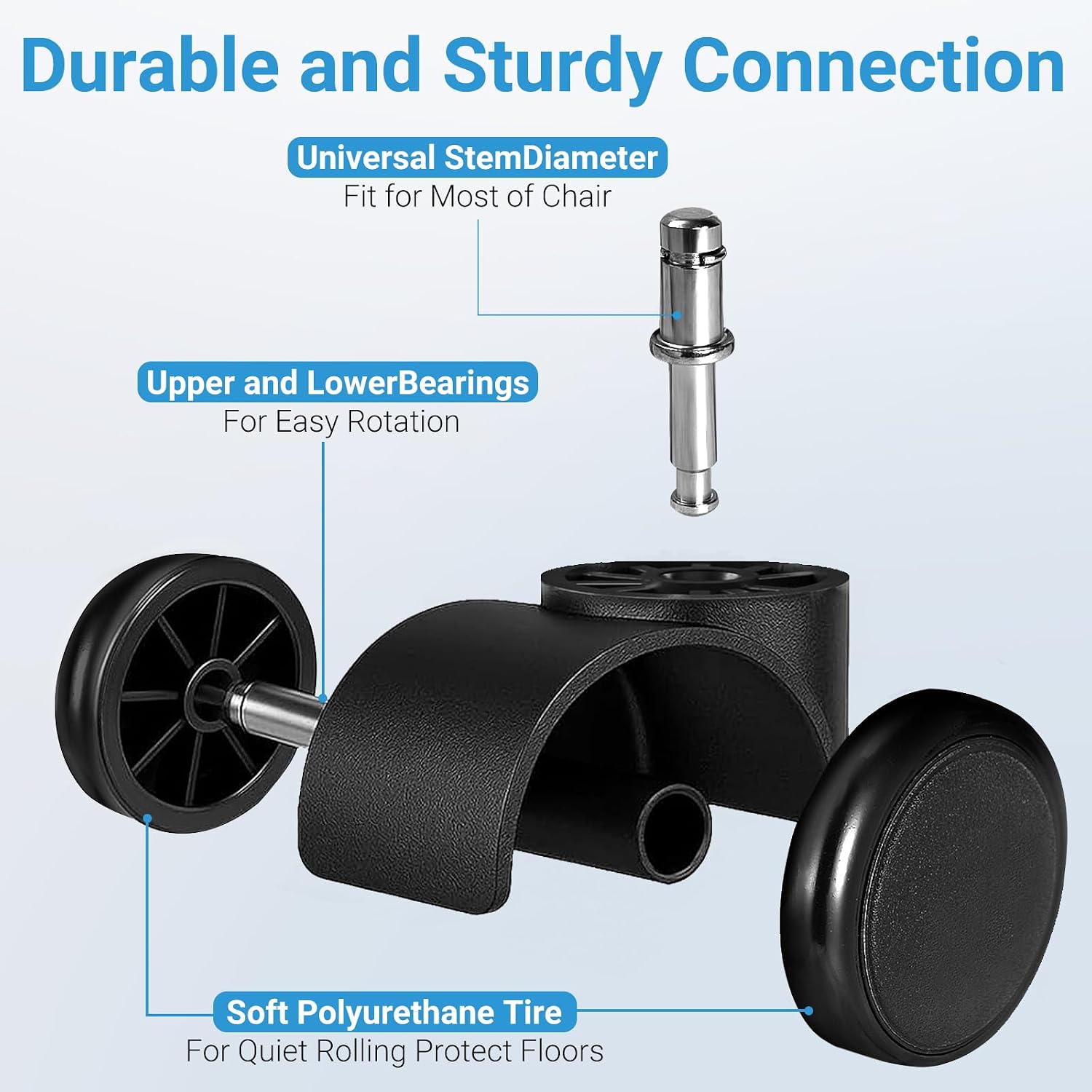 Thumbnail 3 de Pztayoe Pztayoe-2 英寸 PU 皮革轮-ZH-5 包 Office Chair Casters, 2-Inch Wheels, 11mm Stem
