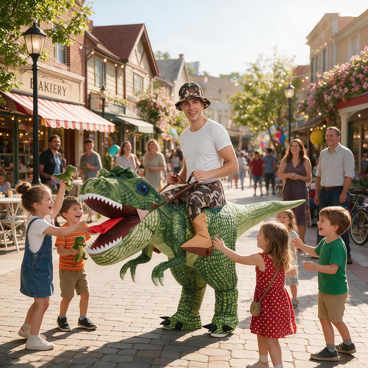 Detalle 2 de One Casa 80369ADULT Inflatable T-Rex Costume with Powered Fan, Adult Sizes