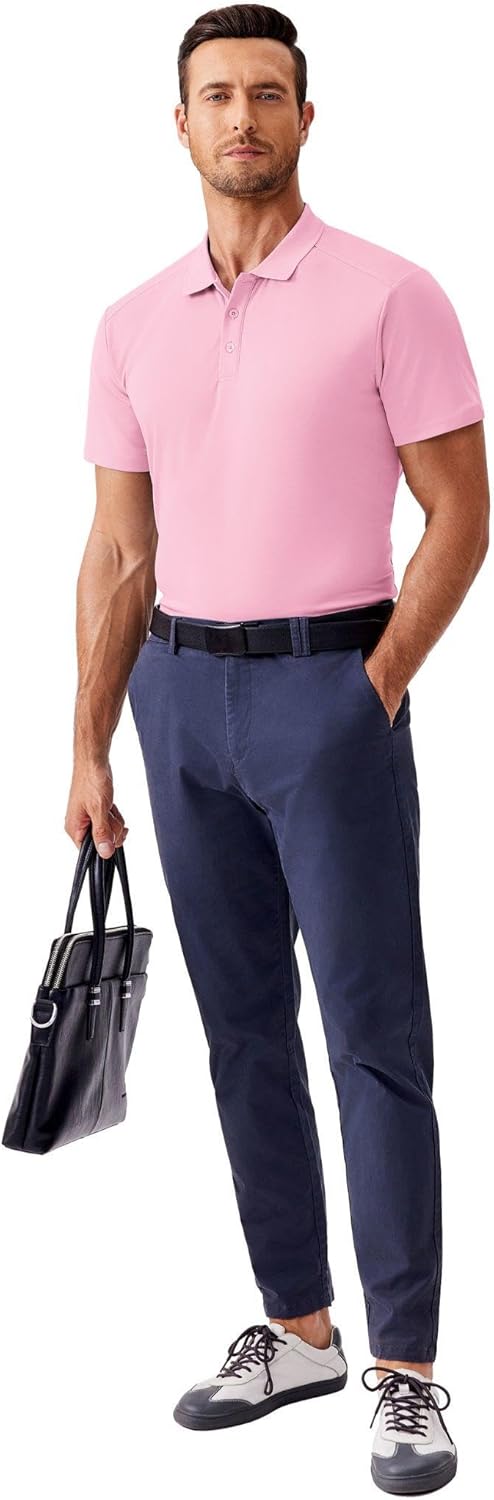 Detalle 2 de PINSPARK Men’s Quick-Dry Golf Polo Shirt (Slim Fit, Short Sleeve, Solid)