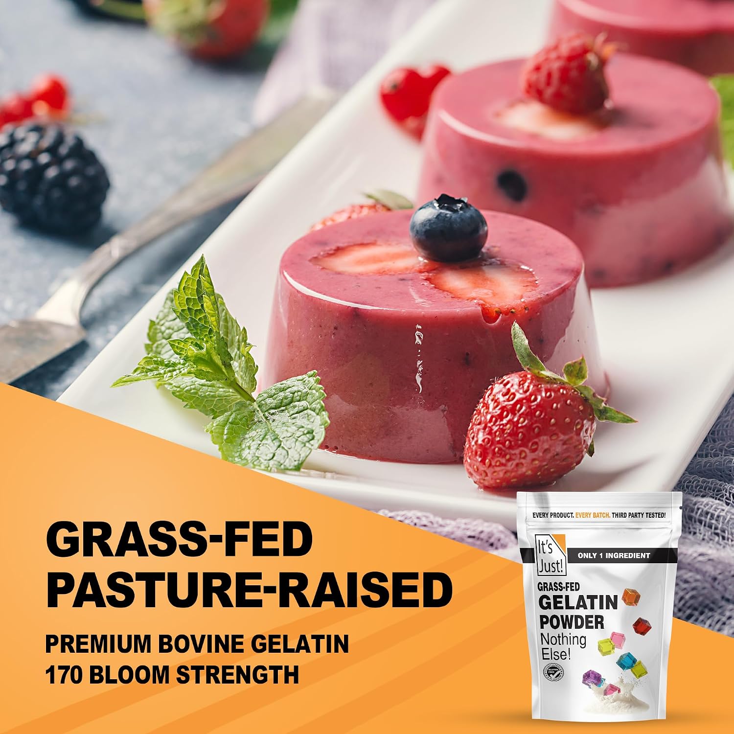 Detalle de It's Just! Grass-Fed Gelatin Powder, Unflavored, 2 lb