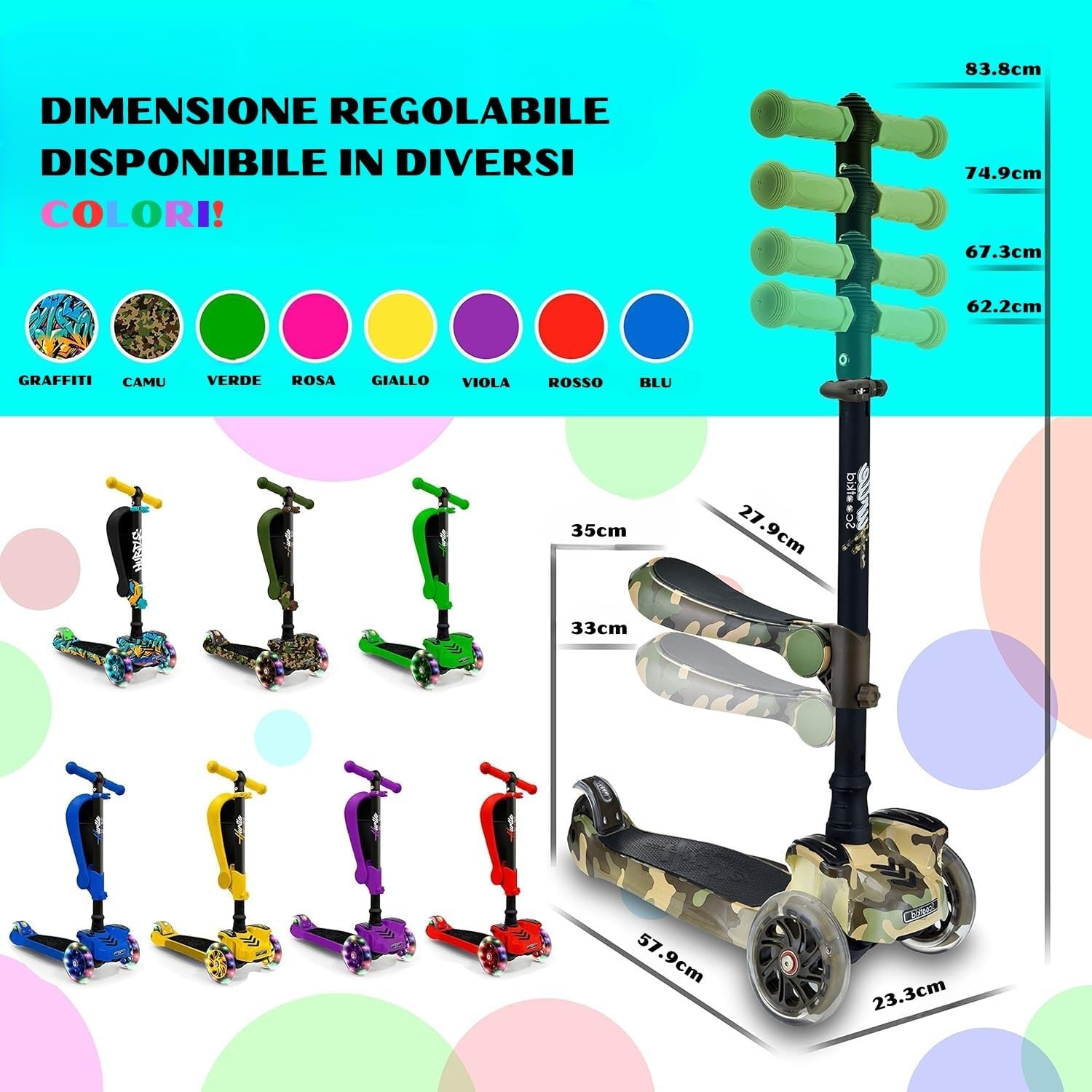 Thumbnail 5 de Hurtle ScootKid Monopattino 3 ruote 20 kg