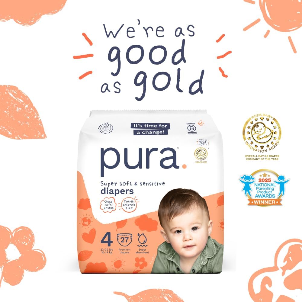 Thumbnail 6 de Pura Baby Diapers Size 4 (108 Count) – Overnight Leak Protection with Organic Cotton Backsheet