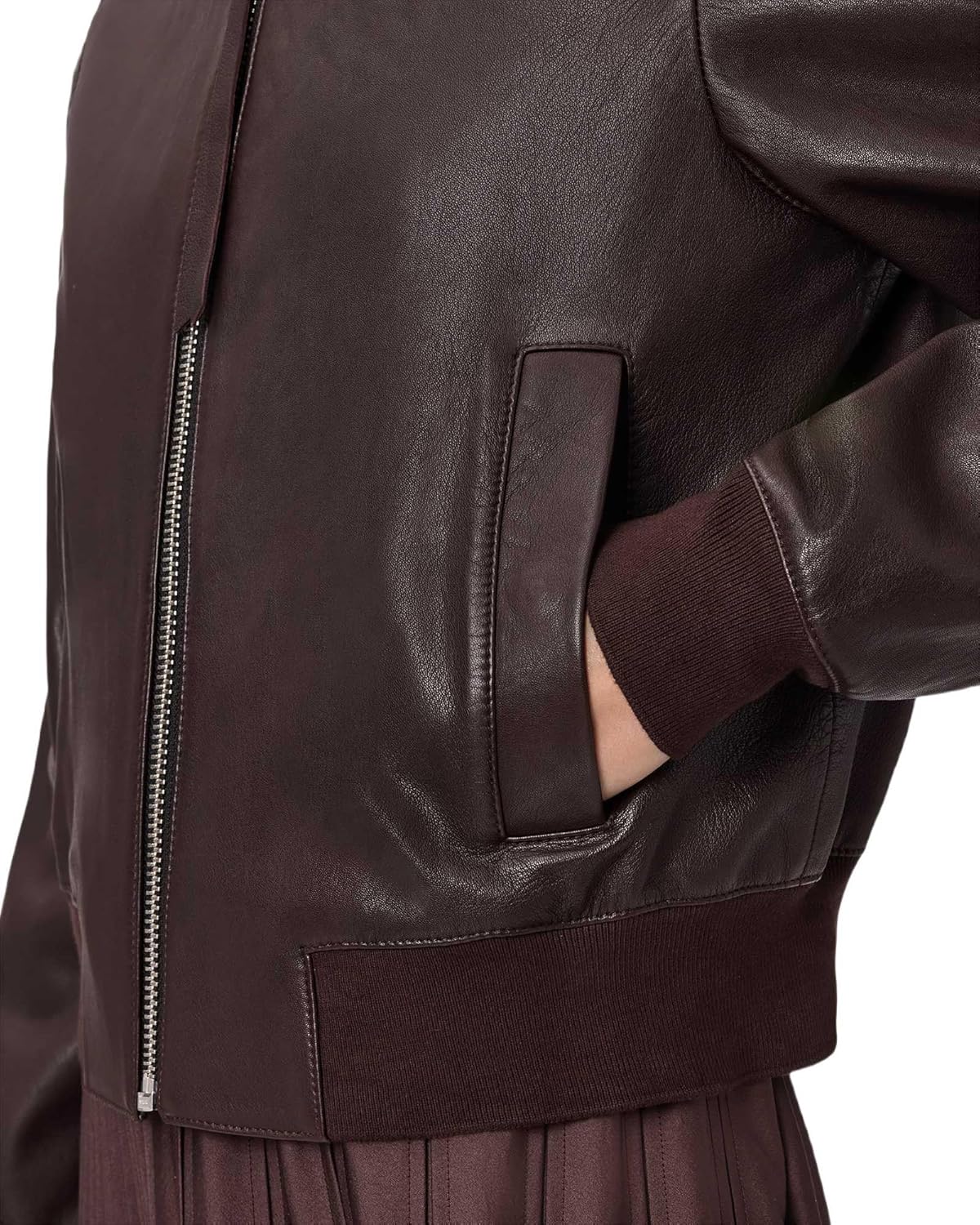 Thumbnail 1 de AllSaints Orten Bomber Jacket Veste en Cuir Femme