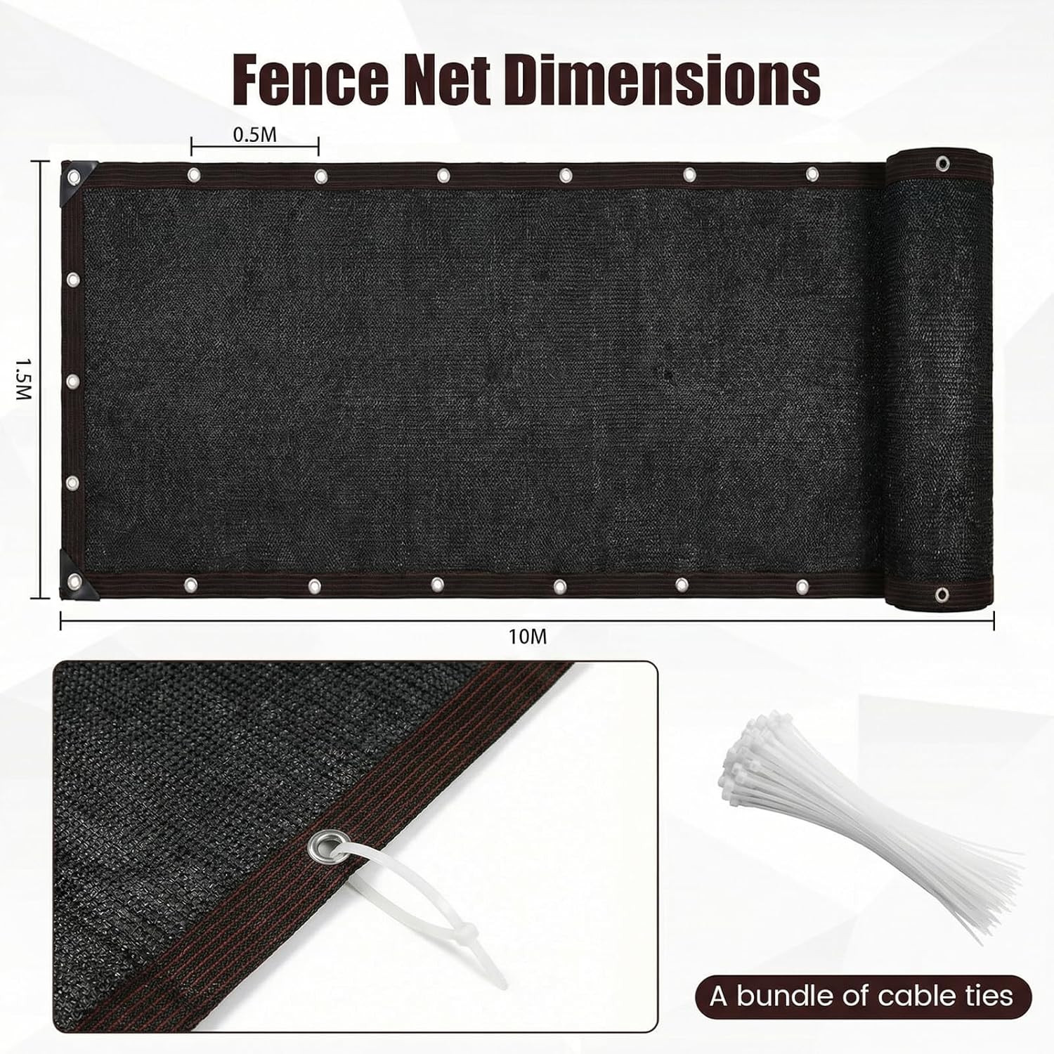Thumbnail 1 de Otopone 1.5x10m Black Garden Screening – UV‑Resistant Privacy Netting for Outdoor Spaces