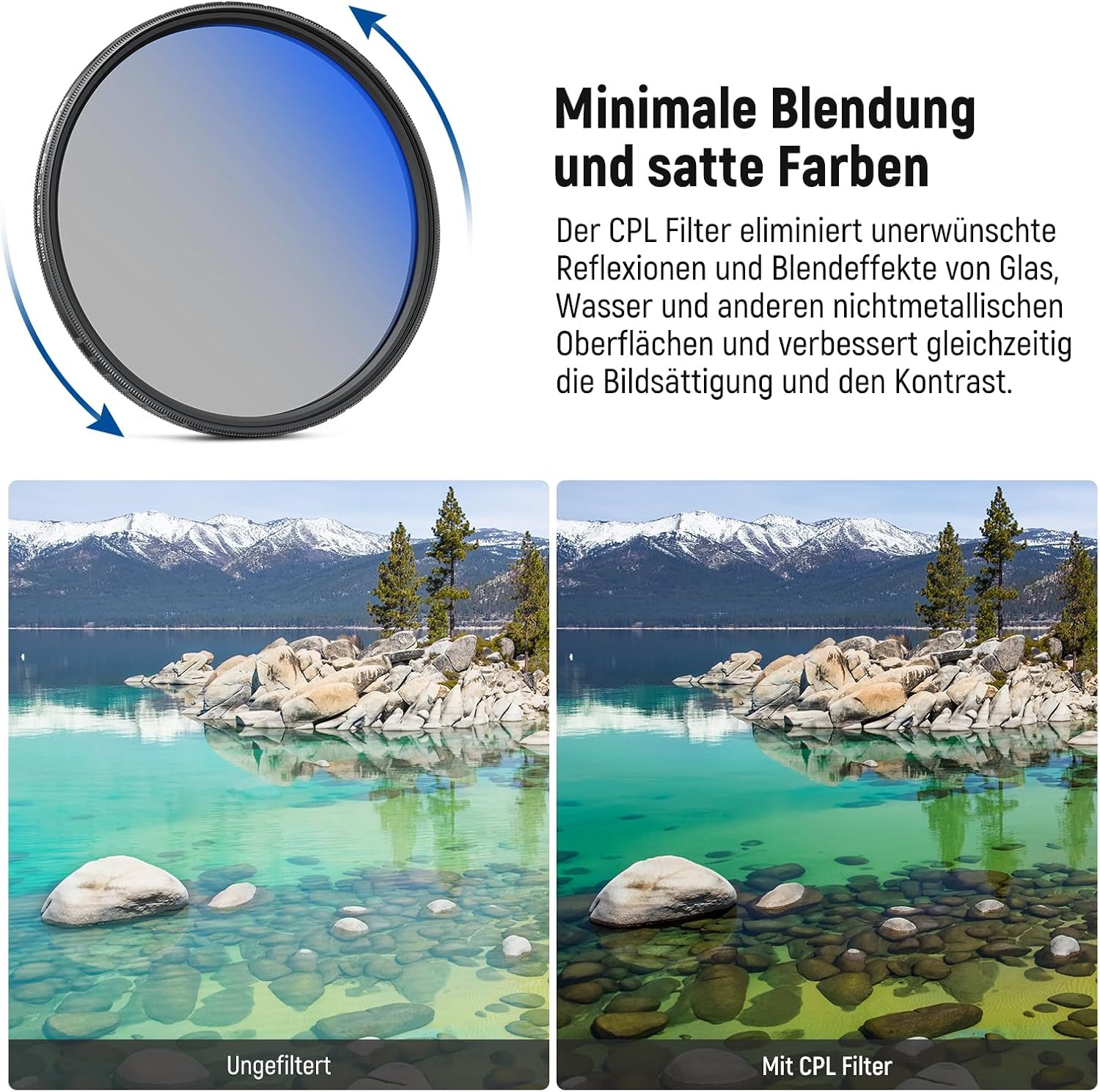 Thumbnail 3 de NEEWER 82mm Filterset (ND2-32 + CPL + Black Diffusion 1/4) – 3er Pack mit Reinigungstuch und Etui