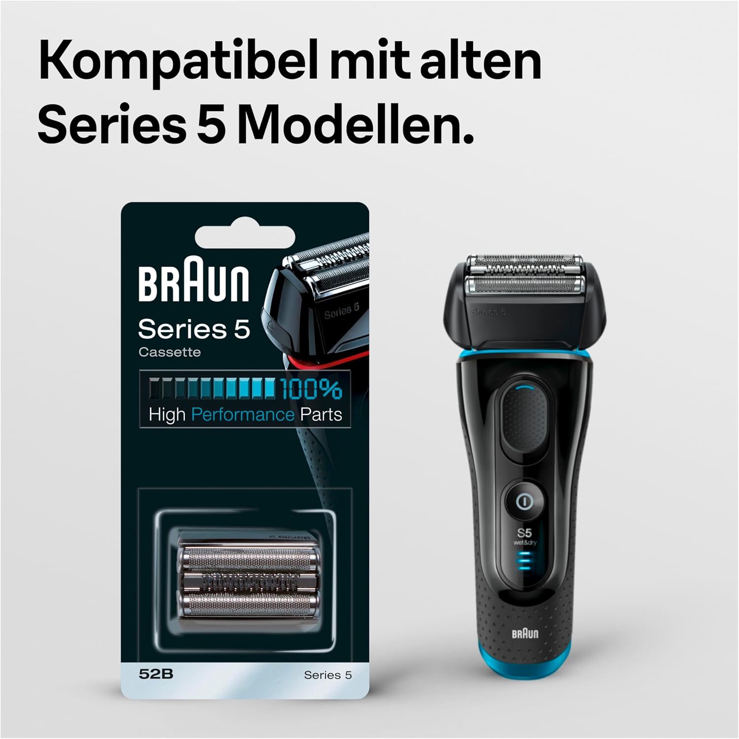 Detalle de Braun Series 5 Rasierkopf 52B – Schwarz (Kompatibilität mit Series 5, 18 Monate Austausch empfohlen)