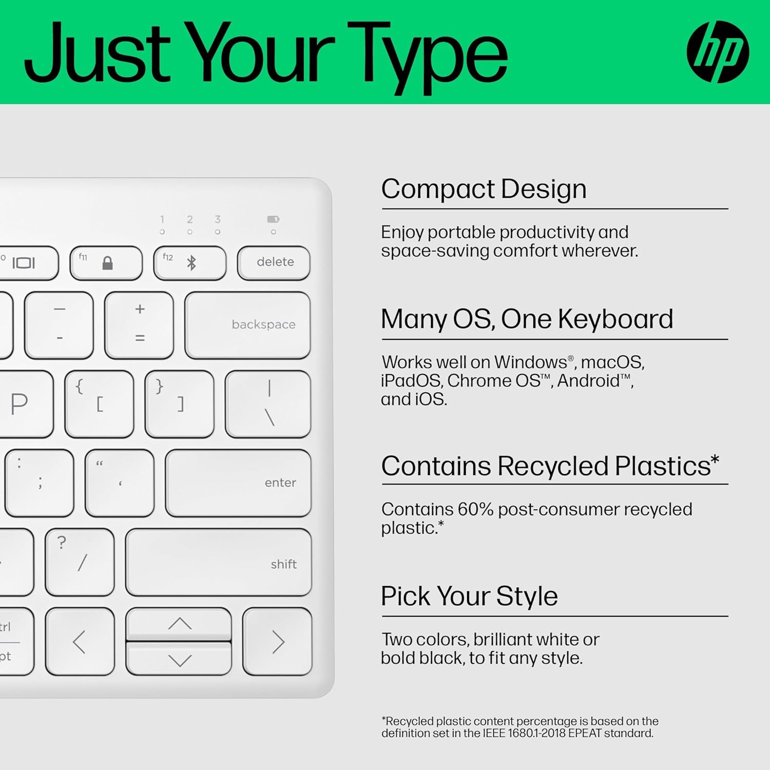 Detalle de HP 350 Compact Bluetooth Keyboard – White