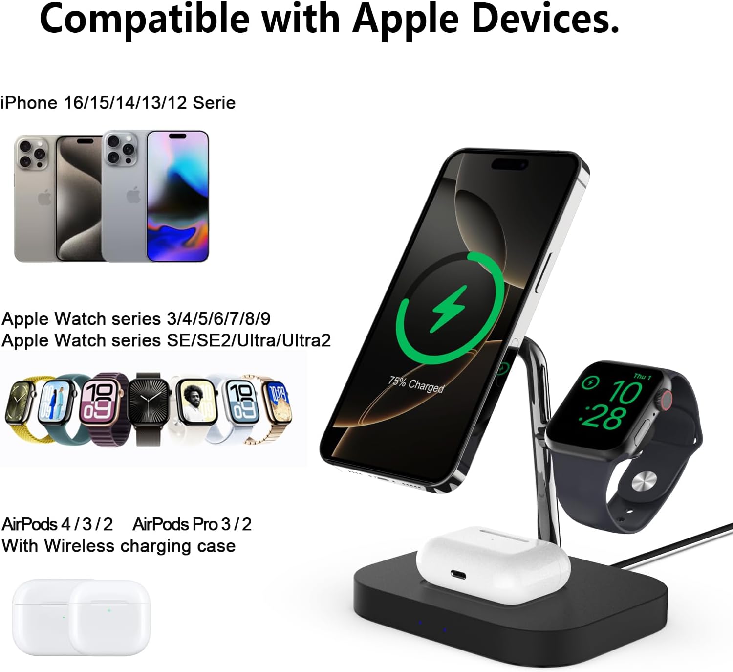 Detalle 2 de Boaraino Caricatore Wireless 3 in 1