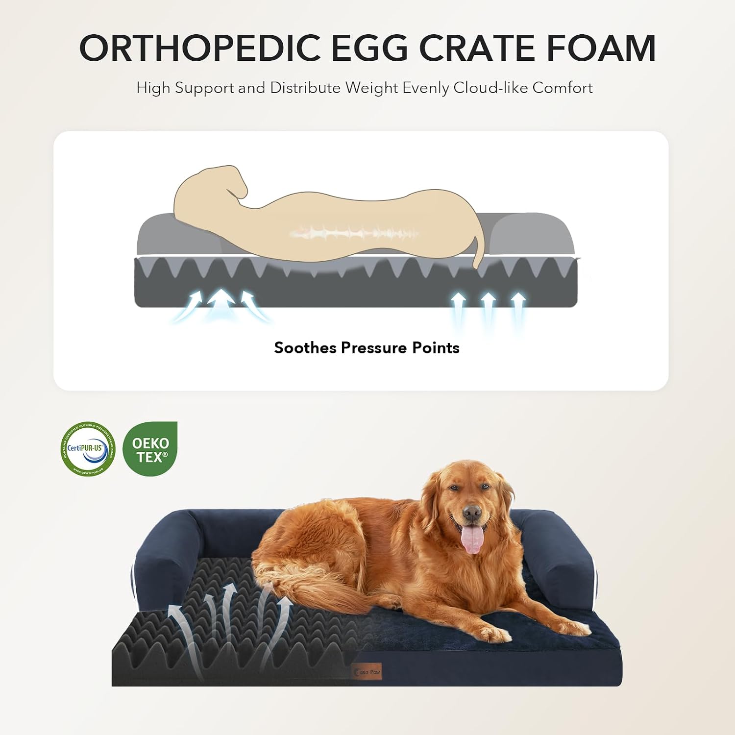 Detalle 2 de Casa Paw Orthopedic Dog Bed 41x27in