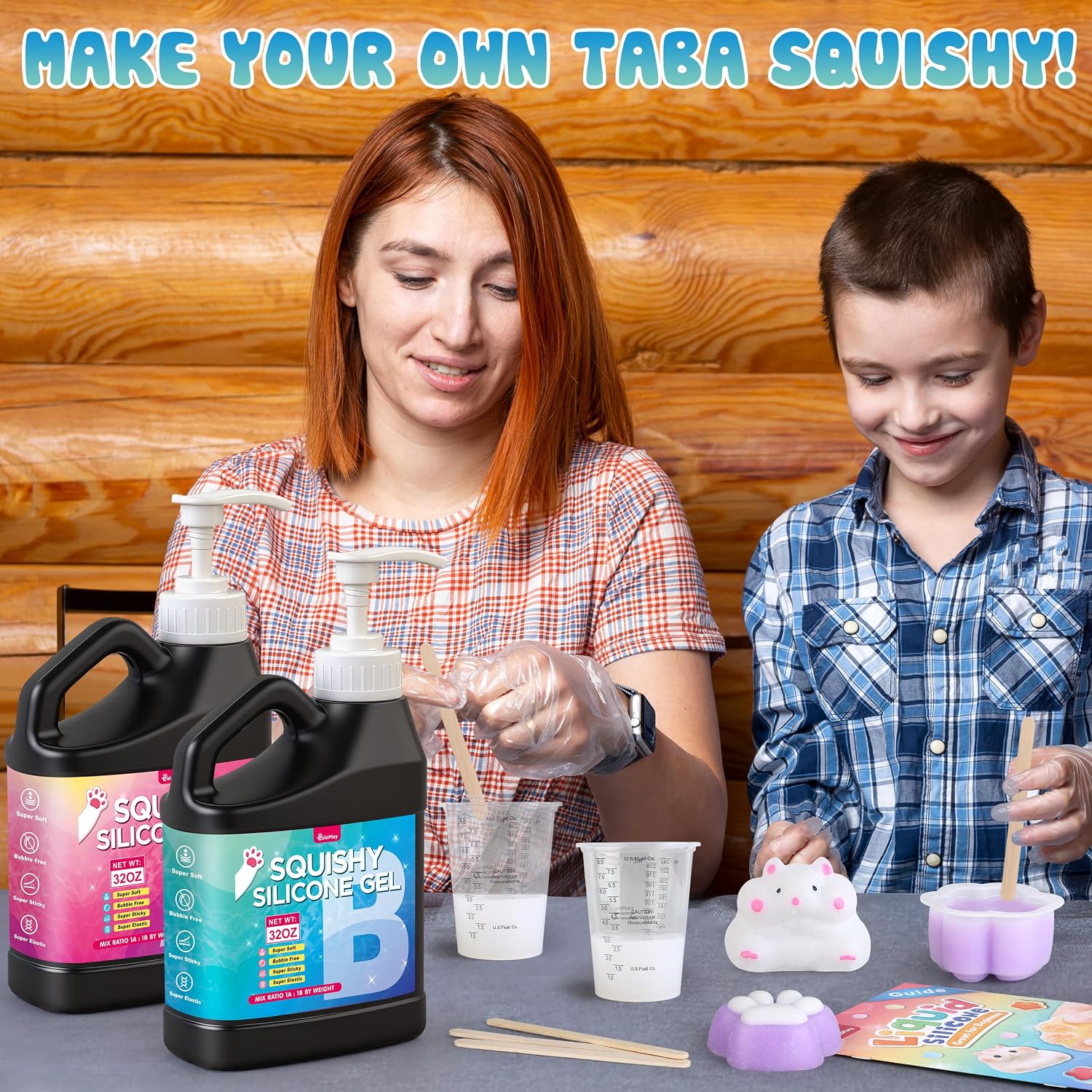 Detalle de Taba Squishy Kit - 64 OZ DIY Squishy Maker Refill (Bubble-Free, Quick Cure) for Custom Cat Paws & Stress Relief