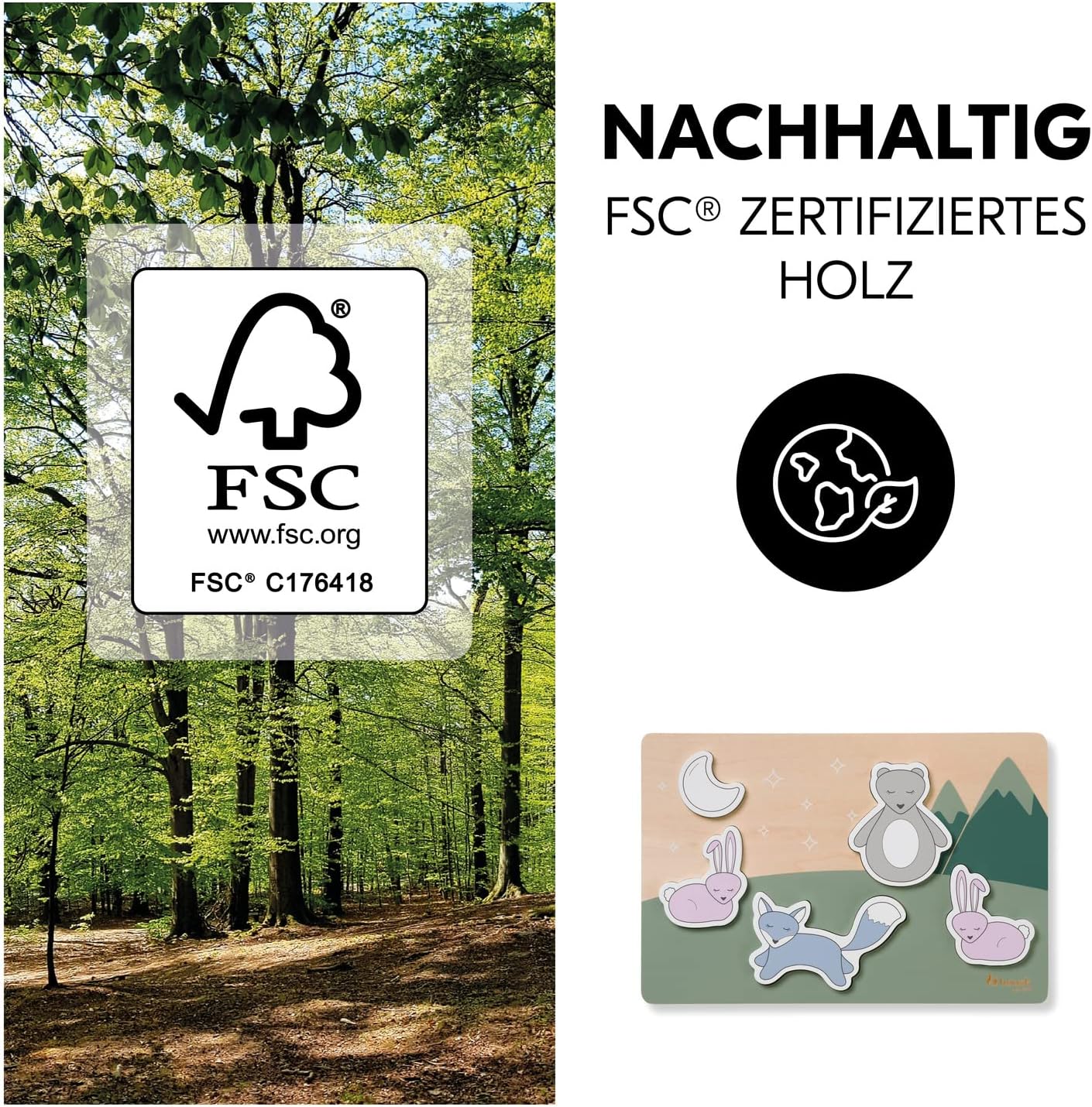 Thumbnail 3 de hauck Greifpuzzle für Kleinkinder Puzzle N Fit ab 1 Jahr (Forest)