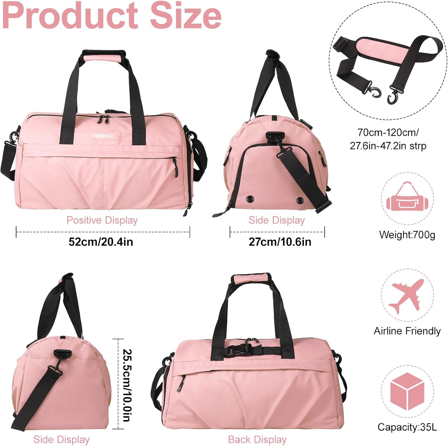Detalle 2 de DBPBToU Bolsa Deporte Rosa 35 L