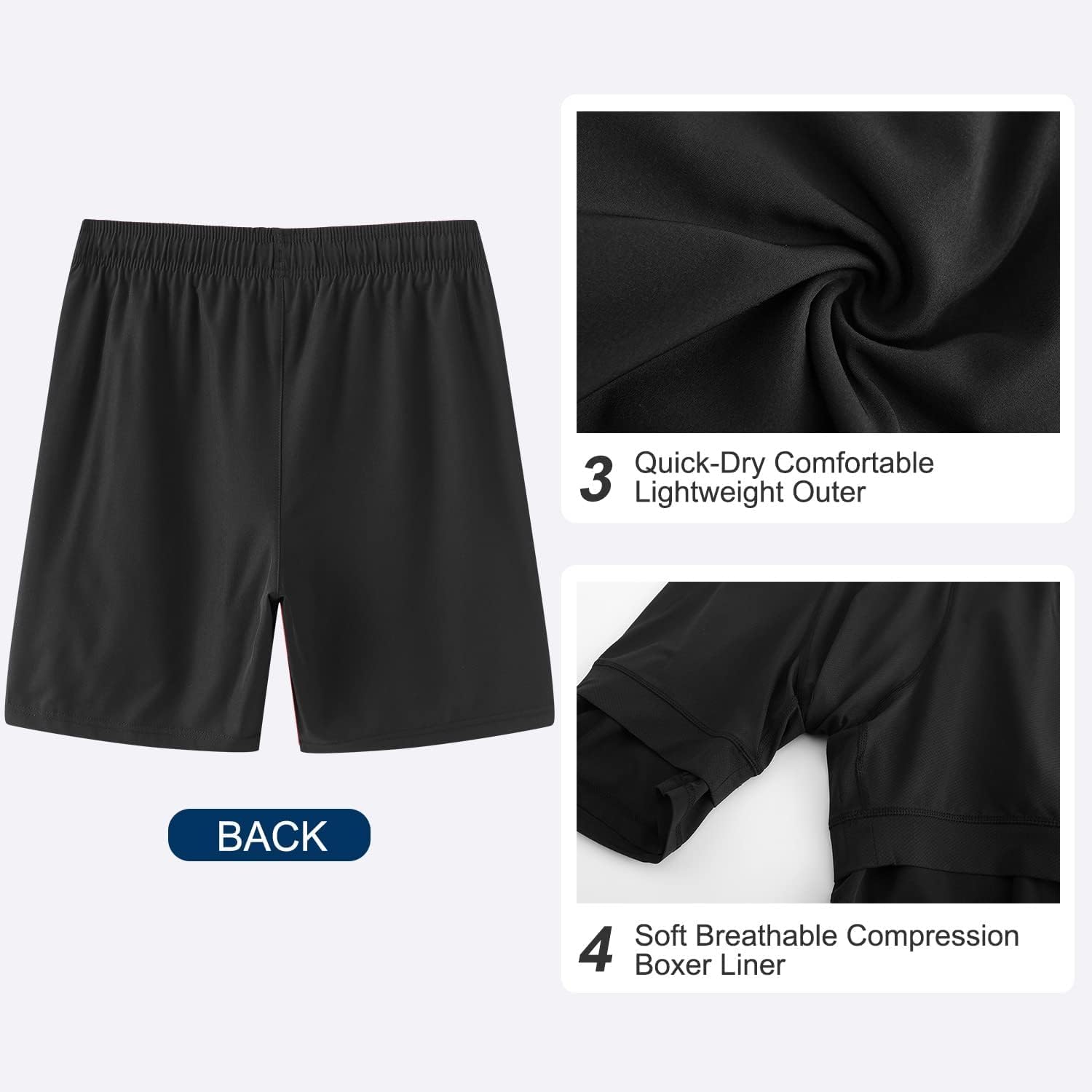 Thumbnail 4 de HODOSPORTS Men's 7" Swim Trunks with Compression Liner and Zipper Pockets