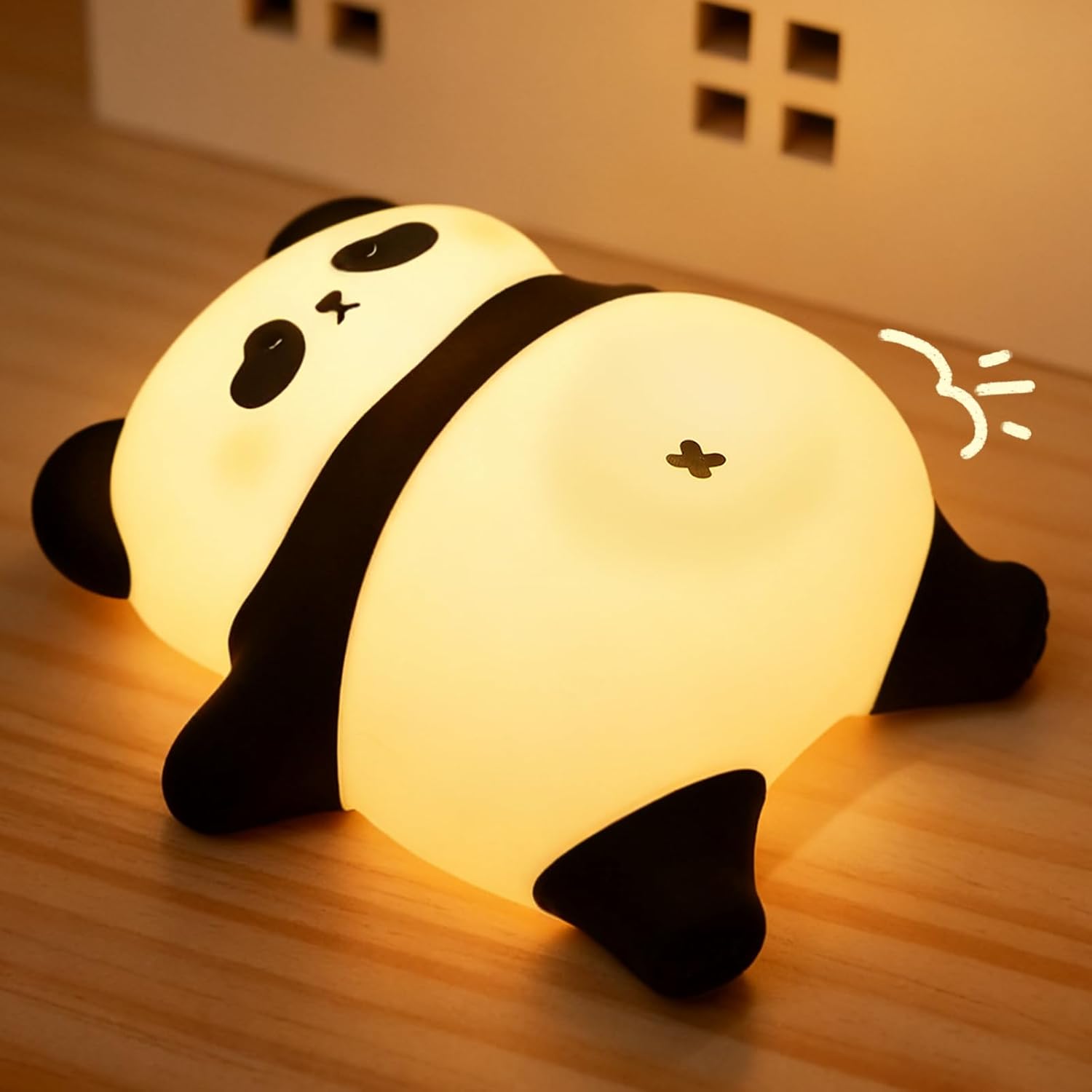 Detalle de Panda Nachtlicht Baby mit Schnarchfunktion & Timer – Wiederaufladbar, BPA-frei und dimmbar