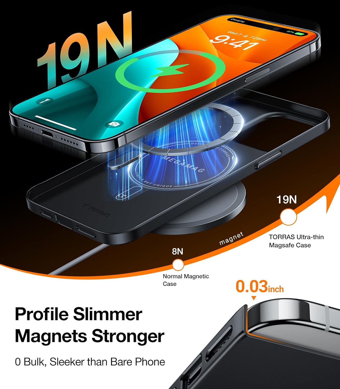 Detalle de TORRAS Magnetic Slim-Fit for iPhone 15 Pro Max Case — Ultra-Thin MagSafe Protection