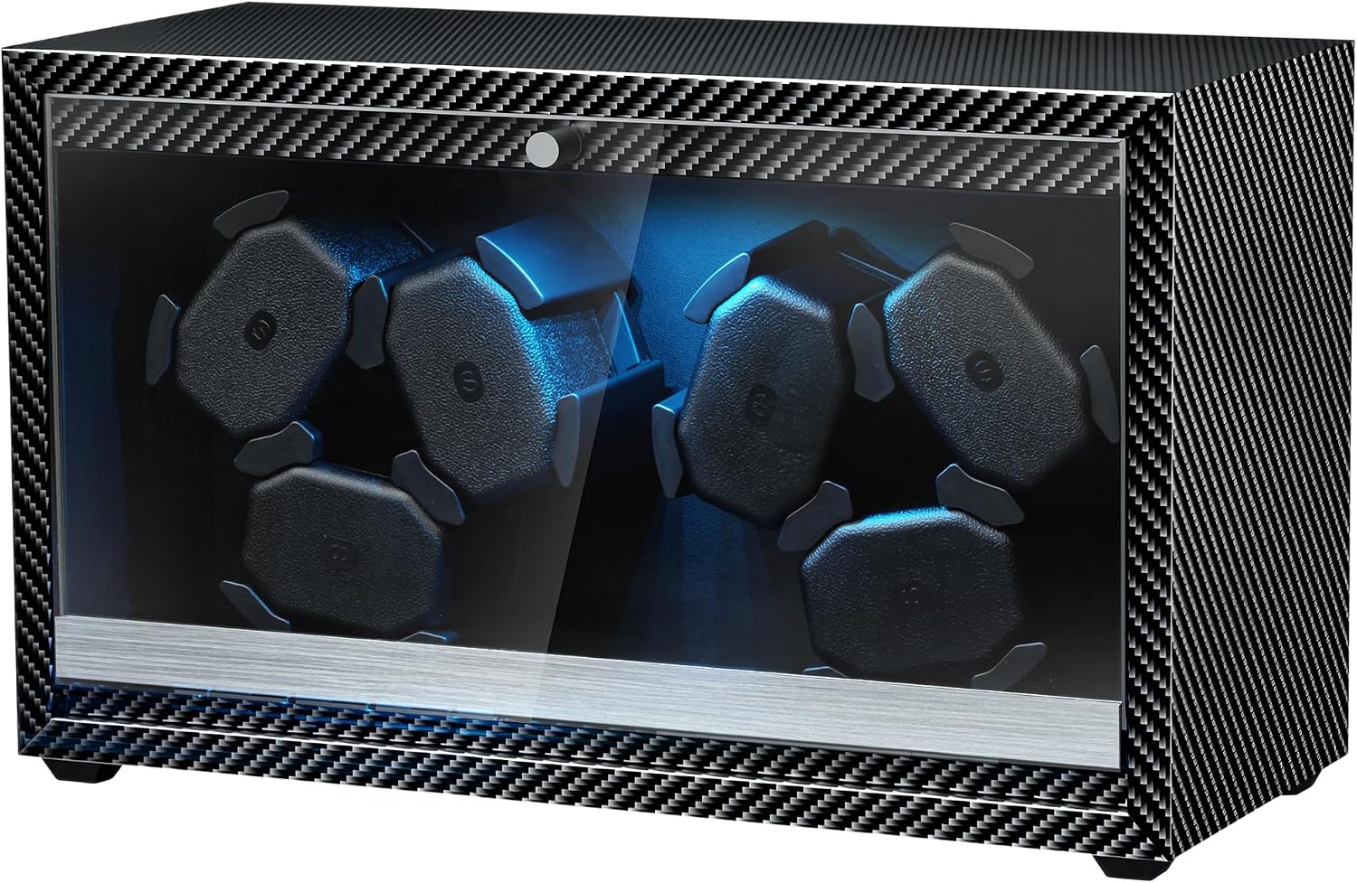 Mcbazel Carbon Fiber Pattern Automatic Six Watch Winder with LED light - Black (SKW168-CF)