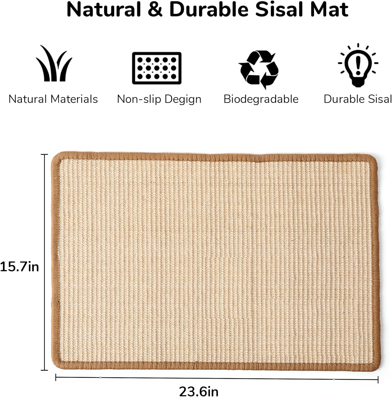 Detalle de FUKUMARU Tapis Griffoir pour Chat 60 x 40 cm – Sisal Naturel