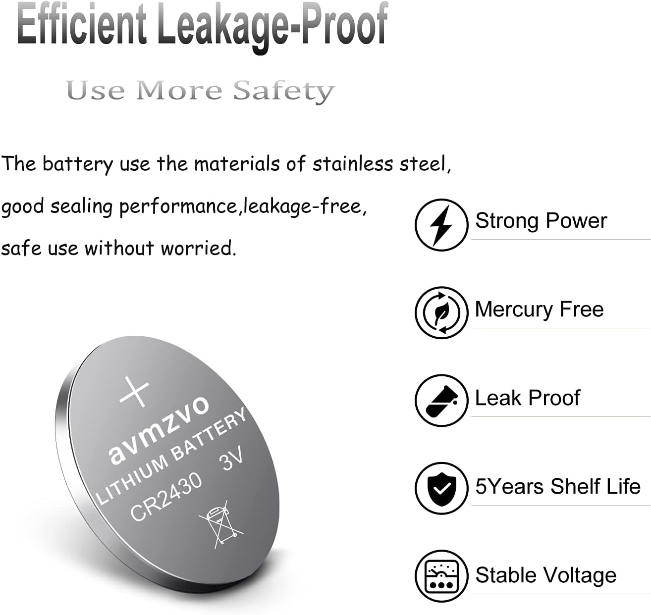 Thumbnail 2 de AVMZVO CR2430 Pile Bouton 3V 8 piles