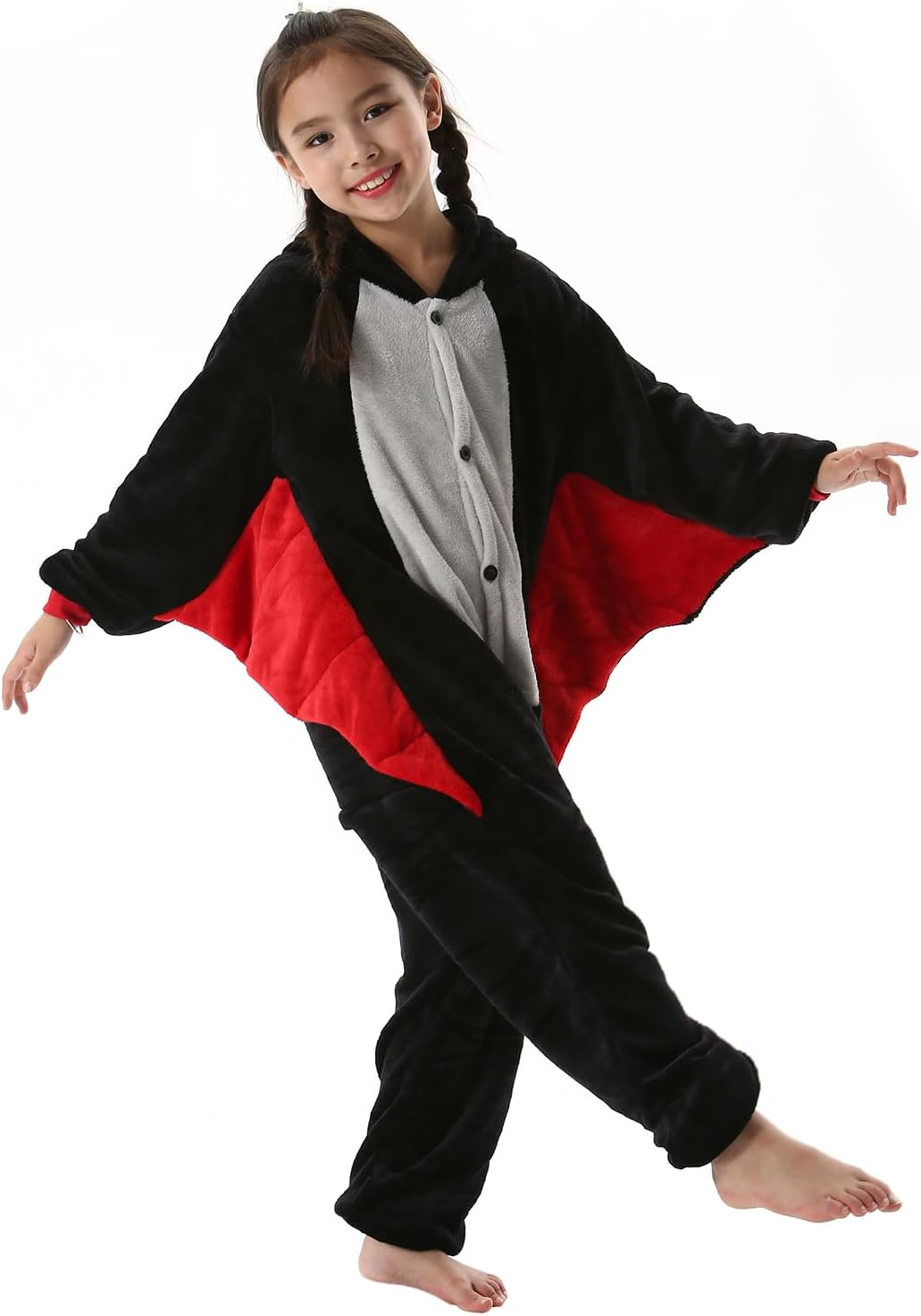 Detalle de CuteOn Kids' Animal Onesie Pajamas with Hood, Tail and Side Pockets